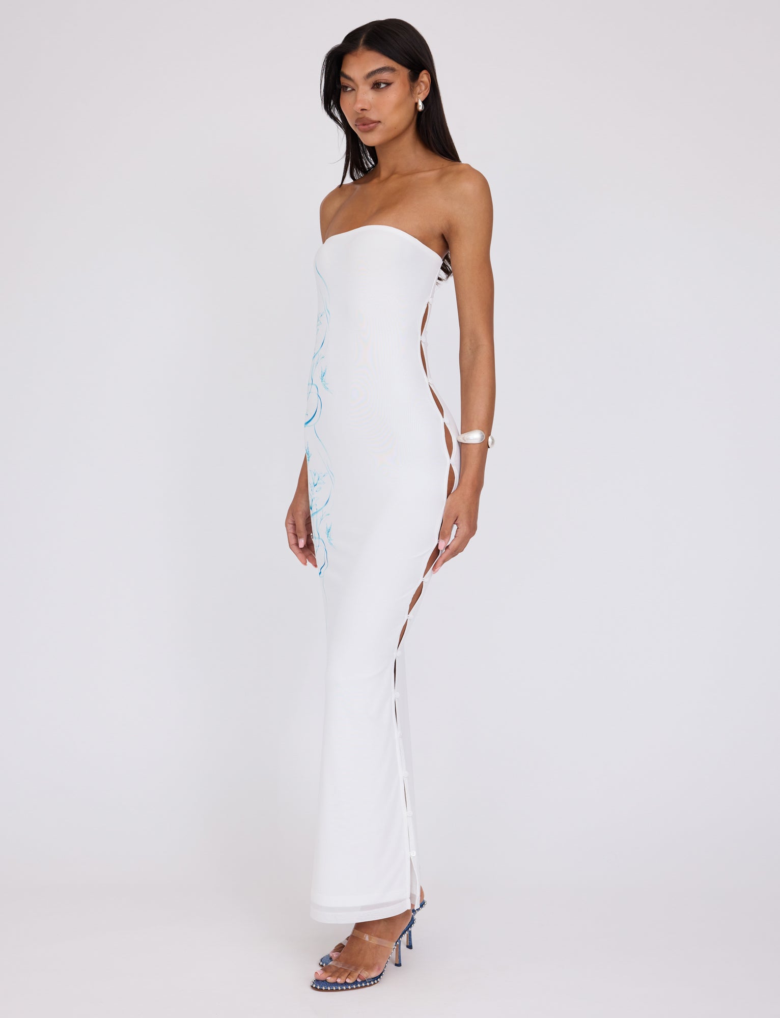 ROMINA MESH DRESS WHITE - Elegant Sheer Summer Dress for Women, Perfect for Beach Parties, Weddings & Date Nights