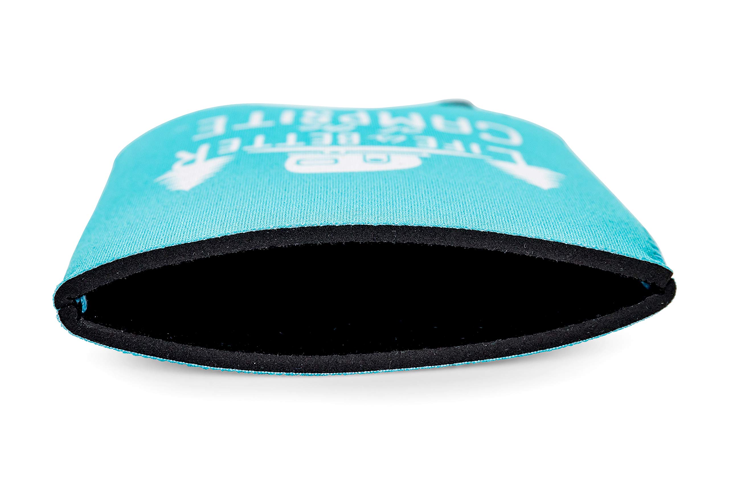 Camco Neoprene Can Cooler Sleeve for 12 oz Soda & Beer Cans - Retro Camper Design in Teal Blue & White (53249) - Perfect for Camping, Picnics, BBQs & Outdoor Adventures