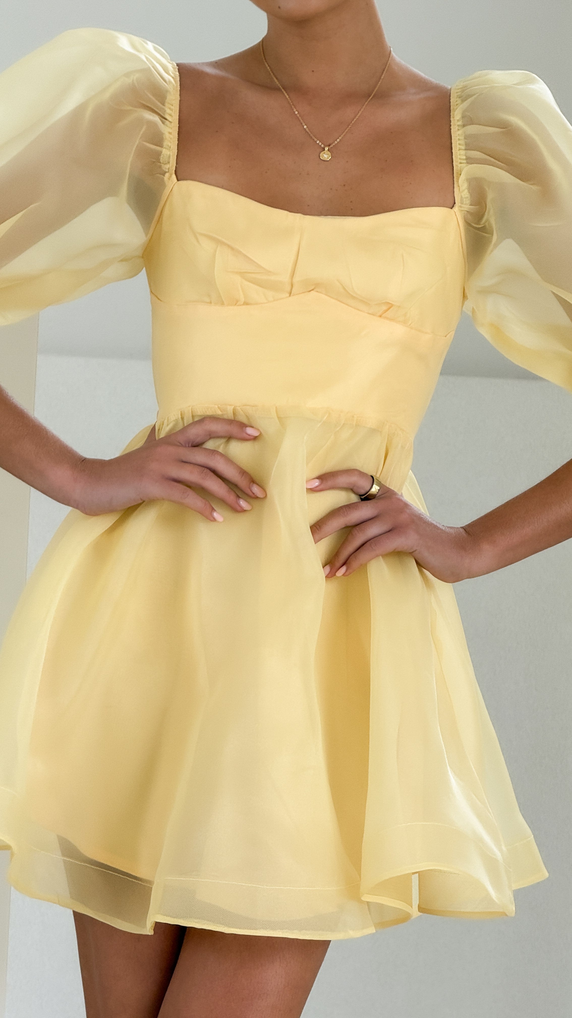 Lakeithia Women's Mini Dress - Flowy Short Sleeve Summer Dress in Yellow | Perfect for Beach, Vacation & Casual Outings