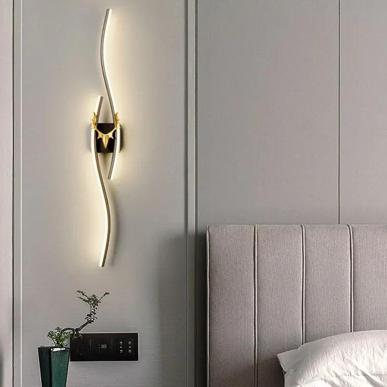 Modern Wave Linear LED Wall Lights with Remote Control - Dimmable Ambient Lighting for Bedroom, Living Room, and Hallway Decor