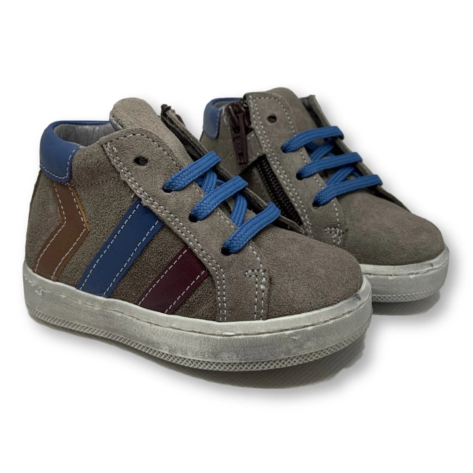Blublonc Gray Stripe High Top Sneakers for Men - Fashionable Casual Shoes for Walking, Running & Streetwear Outfits