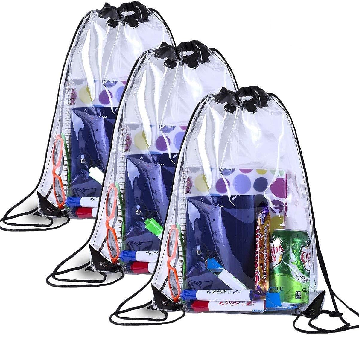 UgyDuky 3 Pack Clear Drawstring Backpack - Waterproof for Stadiums & Sporting Events