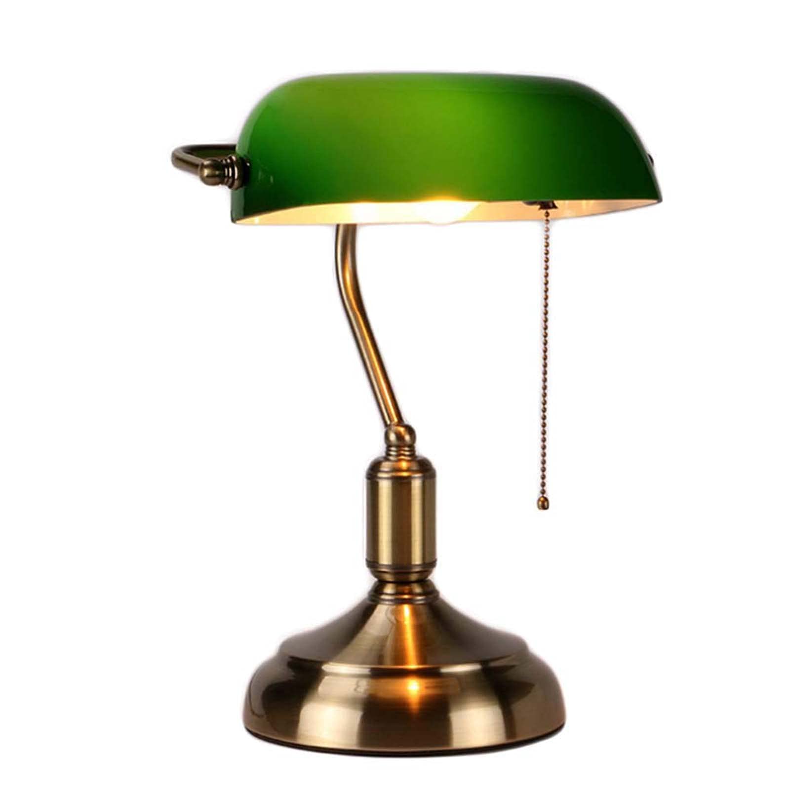 Vintage Green Glass Bankers Desk Lamp - Classic Brass Base with Pull Switch for Office, Library, Study & Home Workspace | Perfect Reading Light for Professionals & Students