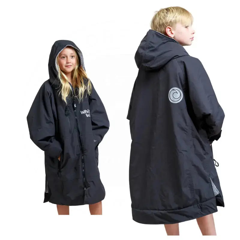 Kids Swimming Robe - Unisex Black Hard Shell Pool Robe for Boys & Girls | Quick-Dry Waterproof Cover-Up for Beach, Pool & Water Park Activities
