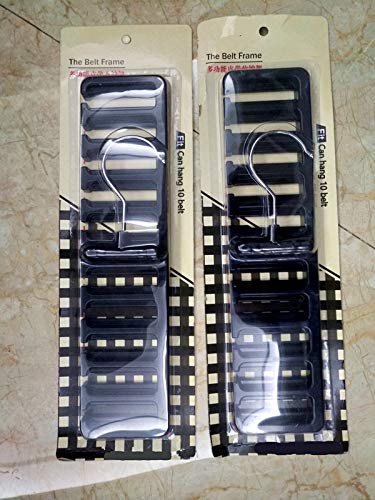 2-Pack Heavy Duty Plastic Belt Hanger Scarf Tie Rack Holder - Space Saving Closet Organizer for Men (Black) | Perfect for Wardrobe, Closet & Travel Storage Organization
