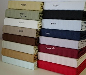 Royal Hotel Bedding 600 Thread Count 100% Cotton Sateen Stripe Sheet Set - 4PC Deep Pocket California King Size Bed Sheets in Chocolate - Luxury Bedroom & Guest Room Essentials