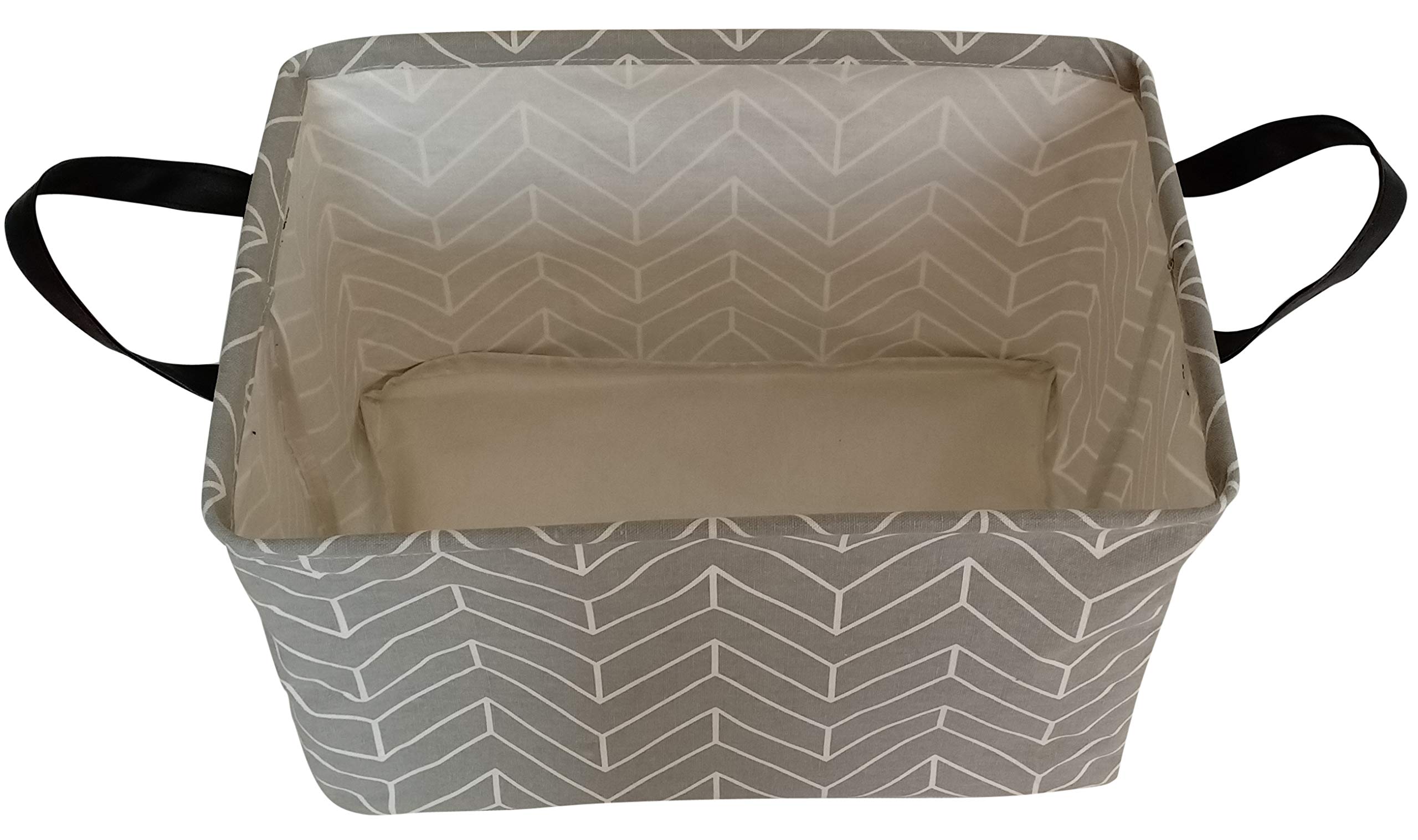 Rectangular Storage Bin with Waterproof Coating - Canvas Fabric Toy Box & Nursery Hamper with Handles | Organizer for Home, Office, Clothes & Books (Geometric Pattern) | Perfect for Kids' Room, Closet Organization & Laundry Storage