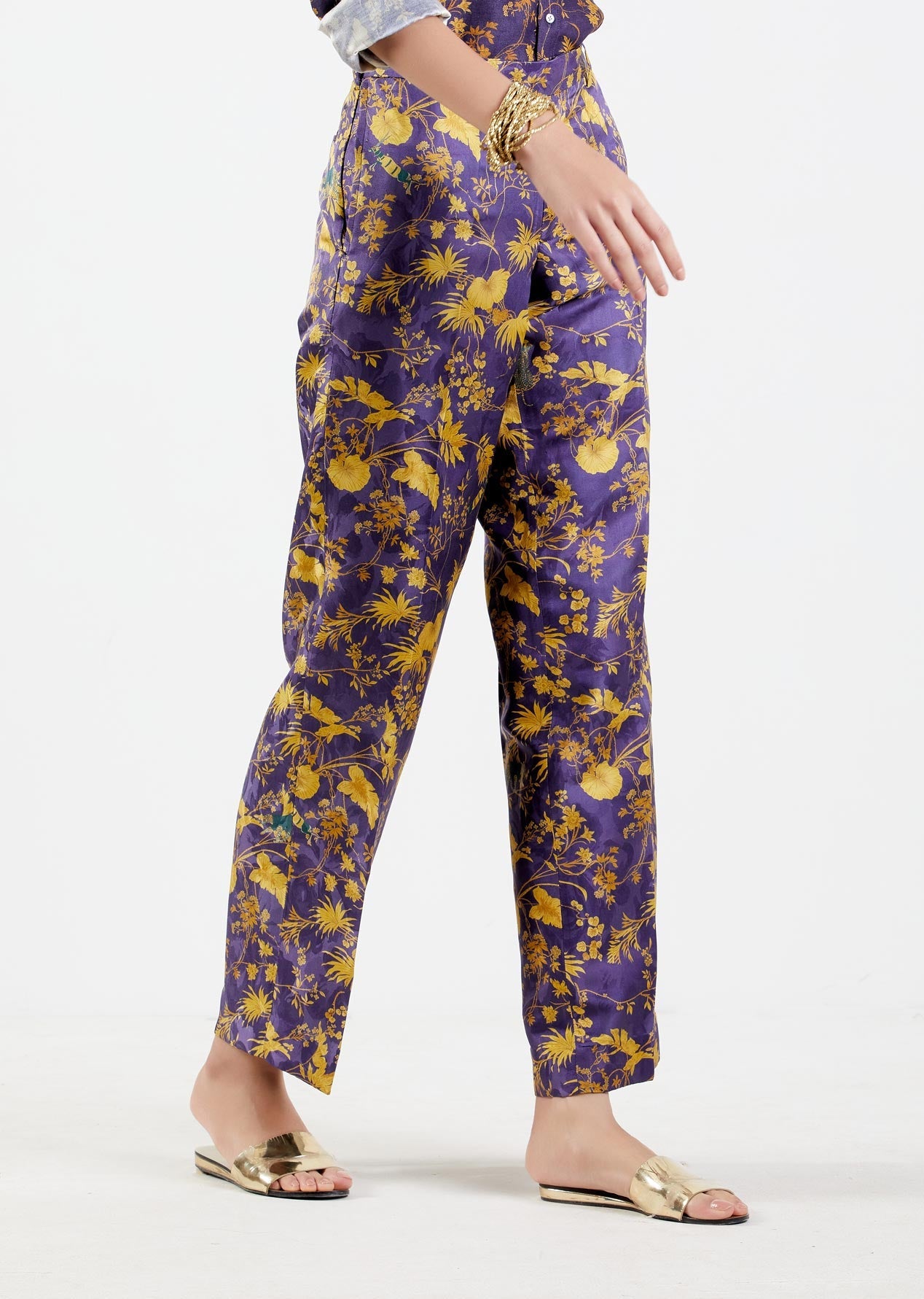 Luxury Straight Fit Silk Damask Trousers in Gold - Elegant Formal Pants for Business Meetings & Special Occasions