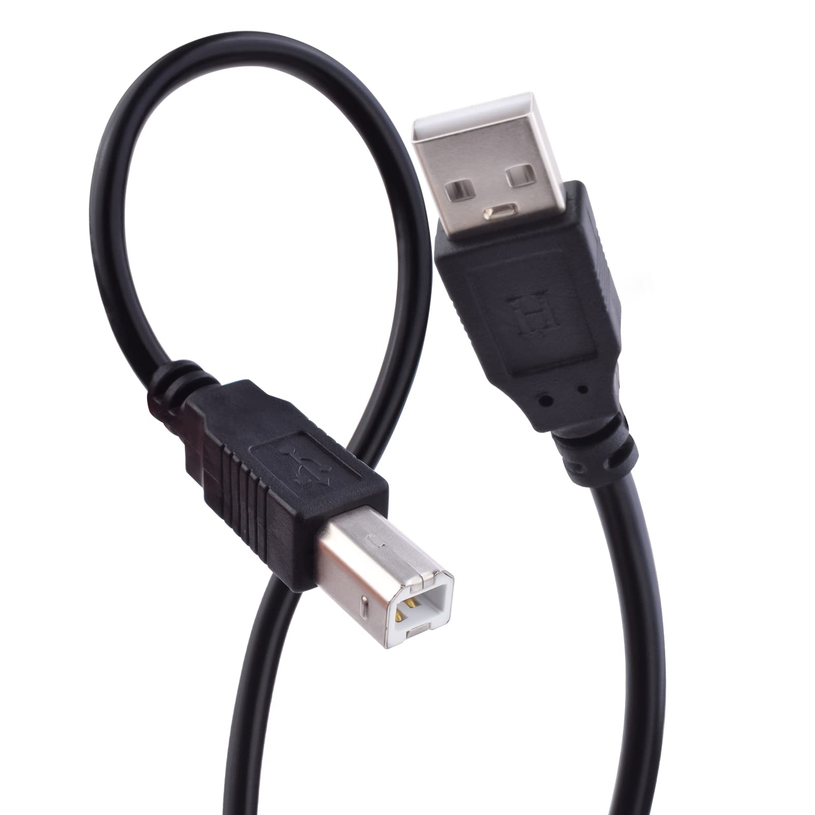 USB 2.0 Printer Cable A to B Male Cord - 6.6ft High-Speed Data Transfer Compatible with HP Deskjet, Envy, Laserjet, OfficeJet & PhotoSmart Printers - Perfect for Home Office, Small Business & School Printing Needs