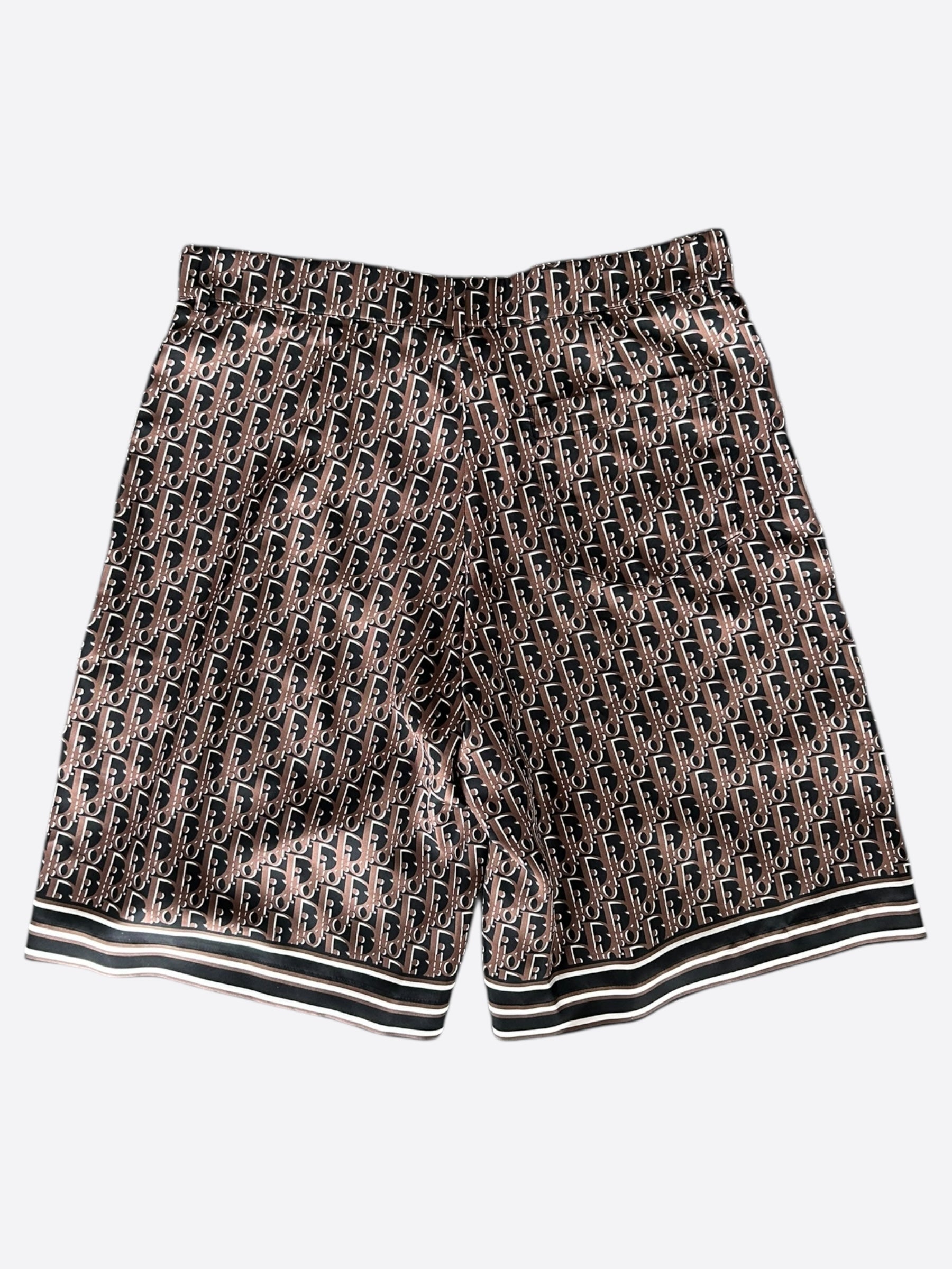 Dior Oblique Silk Bermuda Shorts for Women - Black & Brown Luxury Designer Shorts for Summer, Beach, and Casual Outings