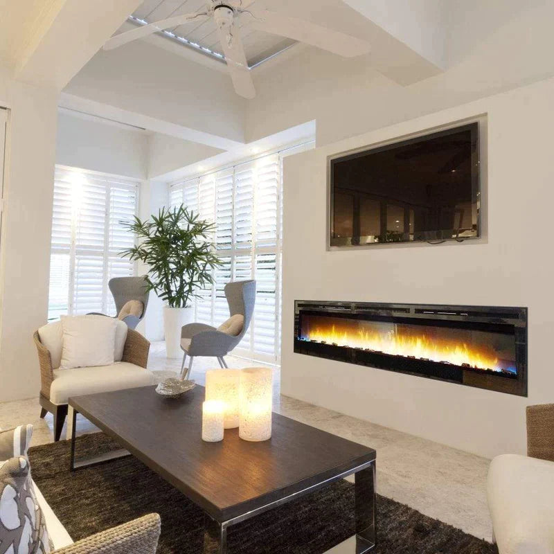 Nexfire 34 Inch Linear Electric Fireplace - Modern Wall Mounted Heater with Realistic Flame Effect, Remote Control & Timer - Perfect for Living Room, Bedroom, and Office Spaces