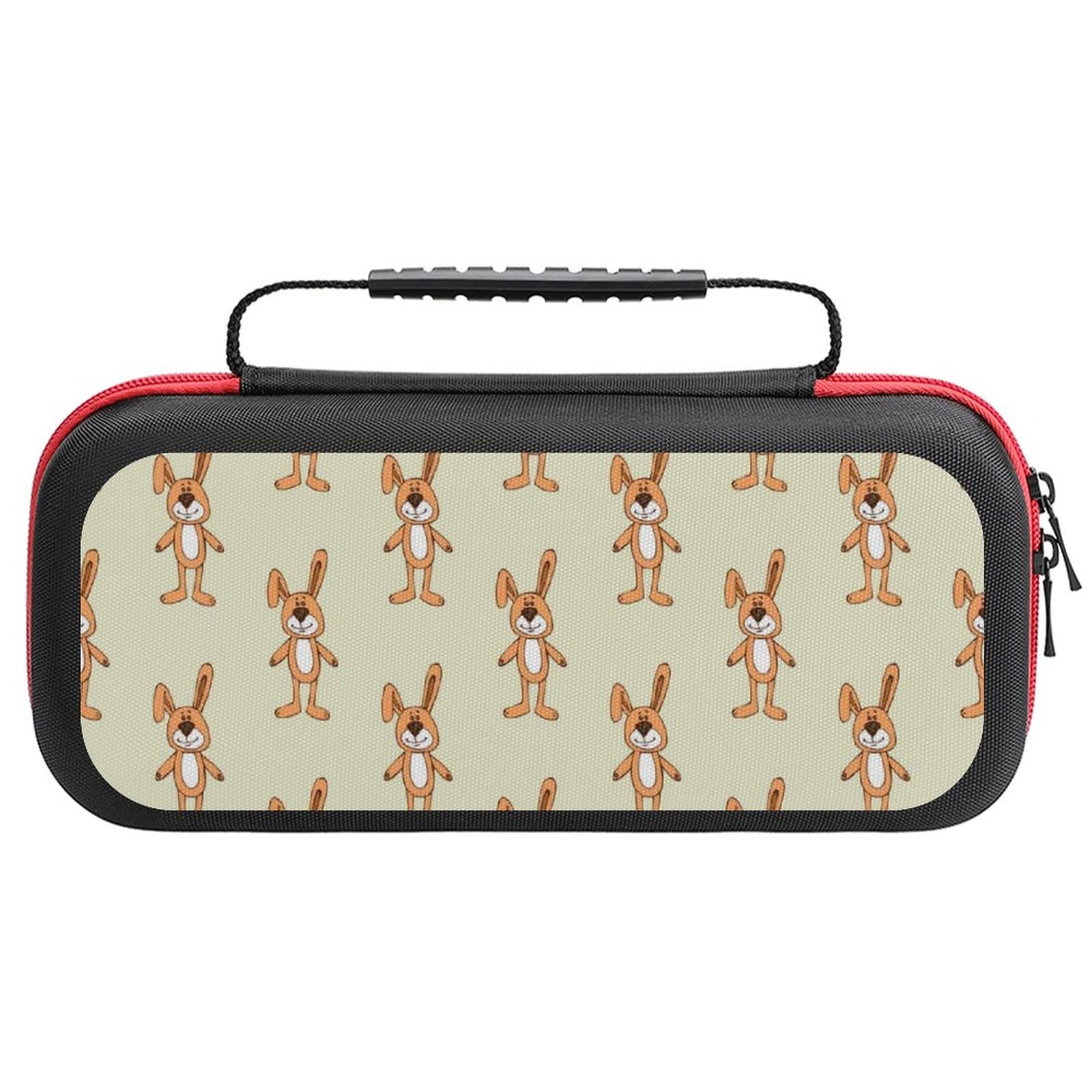 Cute Bunny Pattern Nintendo Switch Carrying Case with 20 Game Card Pouch - Protective Shell Handbag for Travel, Gaming & Storage