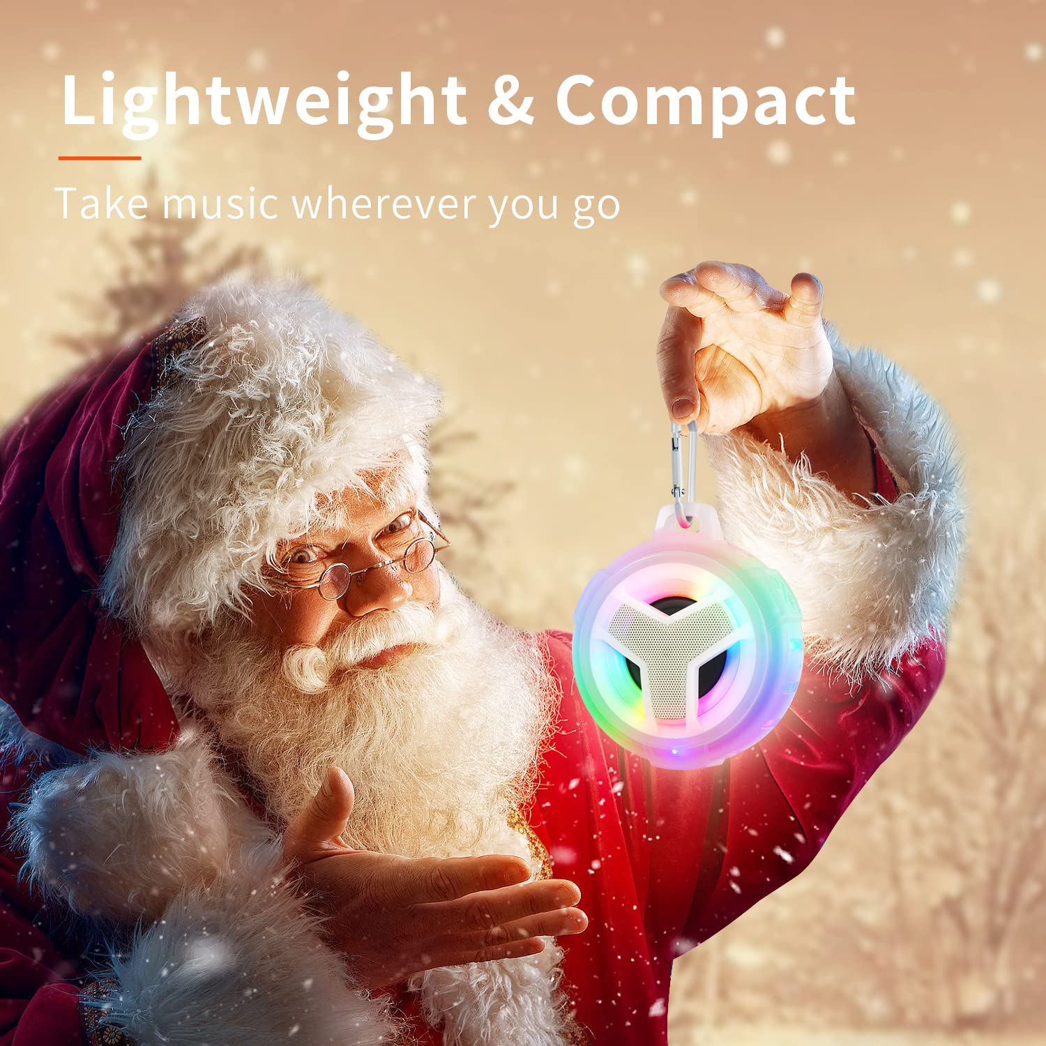 EBODA IP67 Waterproof Bluetooth Shower Speaker with LED Lights | Portable Wireless Speaker | 2000mAh Battery | True Wireless Stereo | Perfect for Pool, Beach, Camping & Outdoor Activities | Great Gift for Men & Women