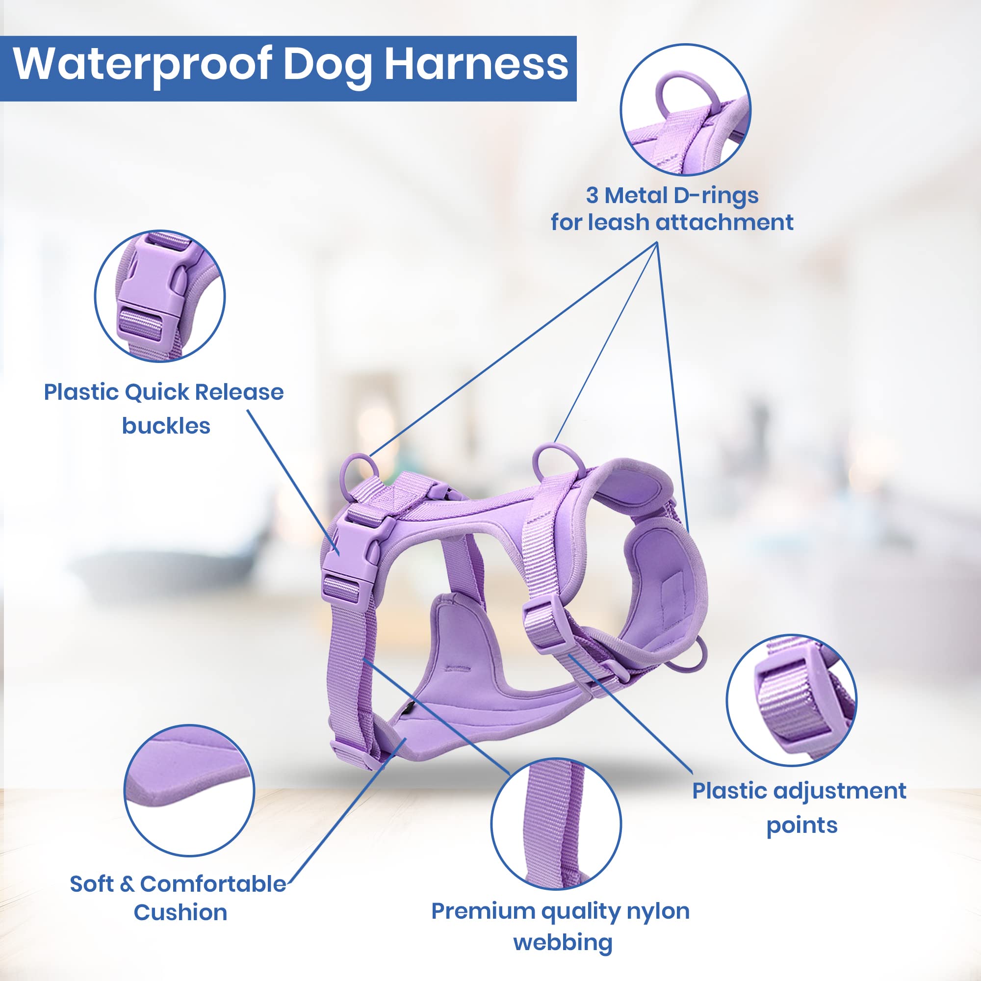 3-Piece Waterproof Dog Leash, Collar & Harness Set - 2 Adjustable Leashes for Training & Walking Large/Medium Dogs | Heavy-Duty, Non-Irritating Pet Accessories (Large, Black) | Perfect for Outdoor Adventures, Daily Walks & Obedience Training