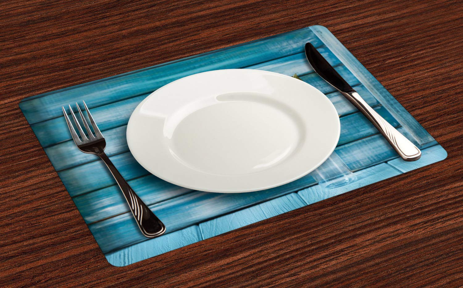 Ambesonne Rose Place Mats Set of 4 - Realistic Blooming Yellow Rose in Clear Vase Design, Washable Fabric Table Mats for Dining Room & Kitchen Decor in Petrol Blue, Yellow & Olive Green - Perfect for Dinner Parties, Holiday Gatherings & Everyday Meals