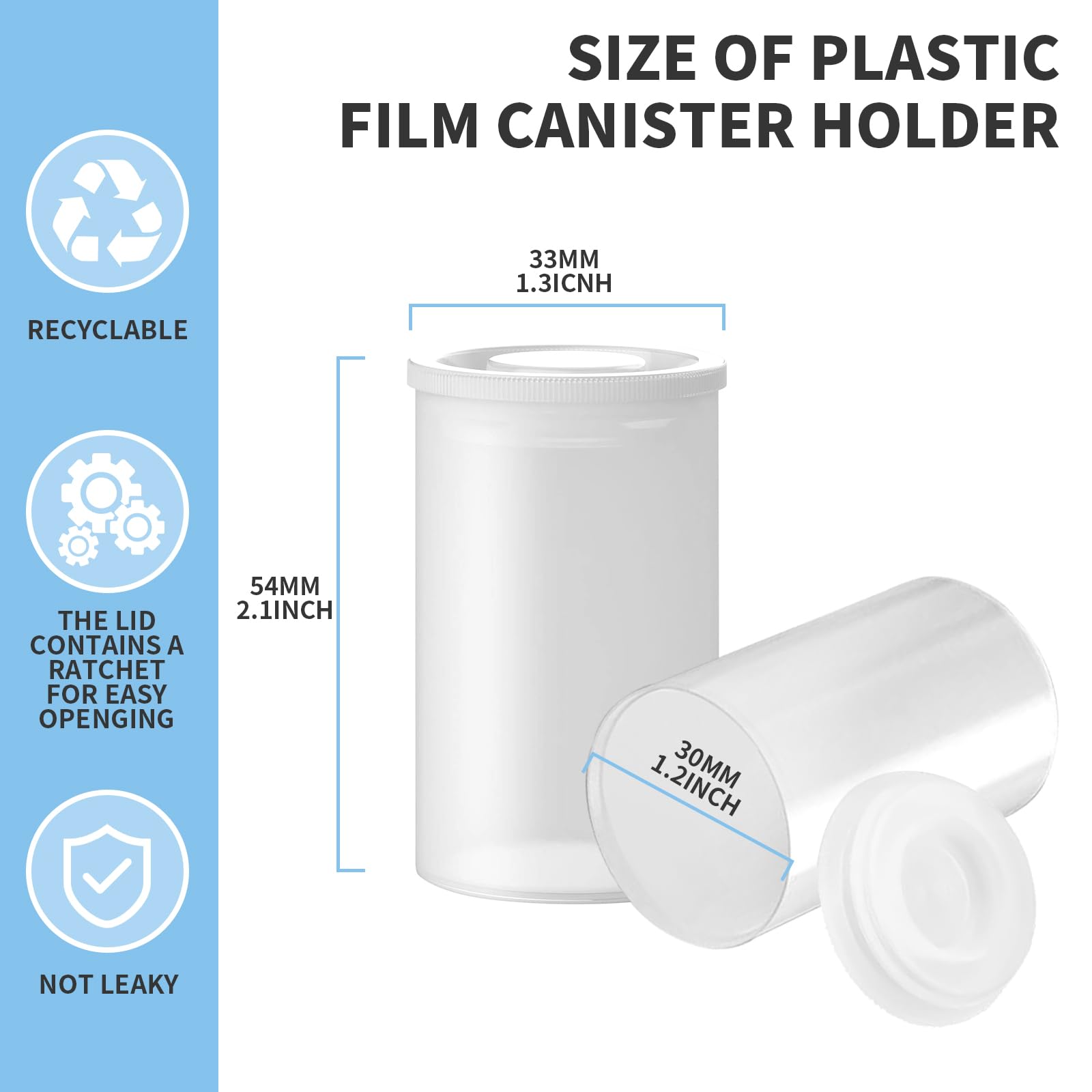 120 Pieces 35mm Empty Plastic Film Canisters with Lids - Small Storage Containers for Camera Reels, Art Beads, Fish Hooks, Coins & Keys - Perfect for Photography, Science Experiments, Craft Organizing & Travel Accessories (White)