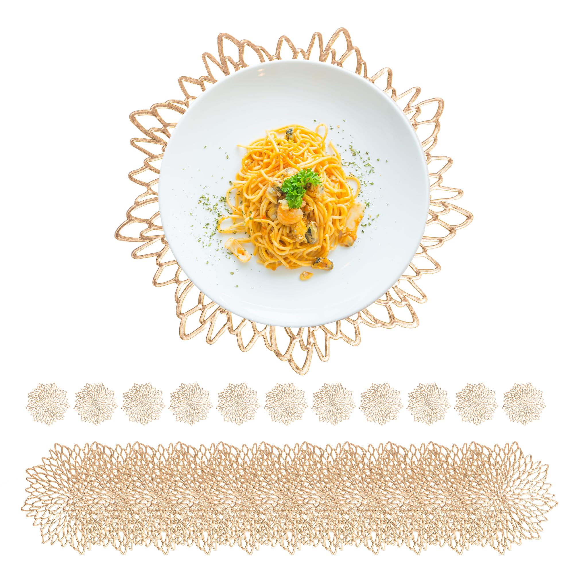 Premium Gold Vinyl Placemats & Coasters Set of 12 - 15