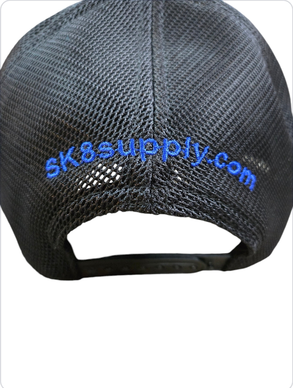 SK8SUPPLY Wes Humpston Skull Logo Trucker Snapback Hat - Black & Blue | Vintage Skate Style for Men & Women | Perfect for Skateboarding, Streetwear & Casual Outfits