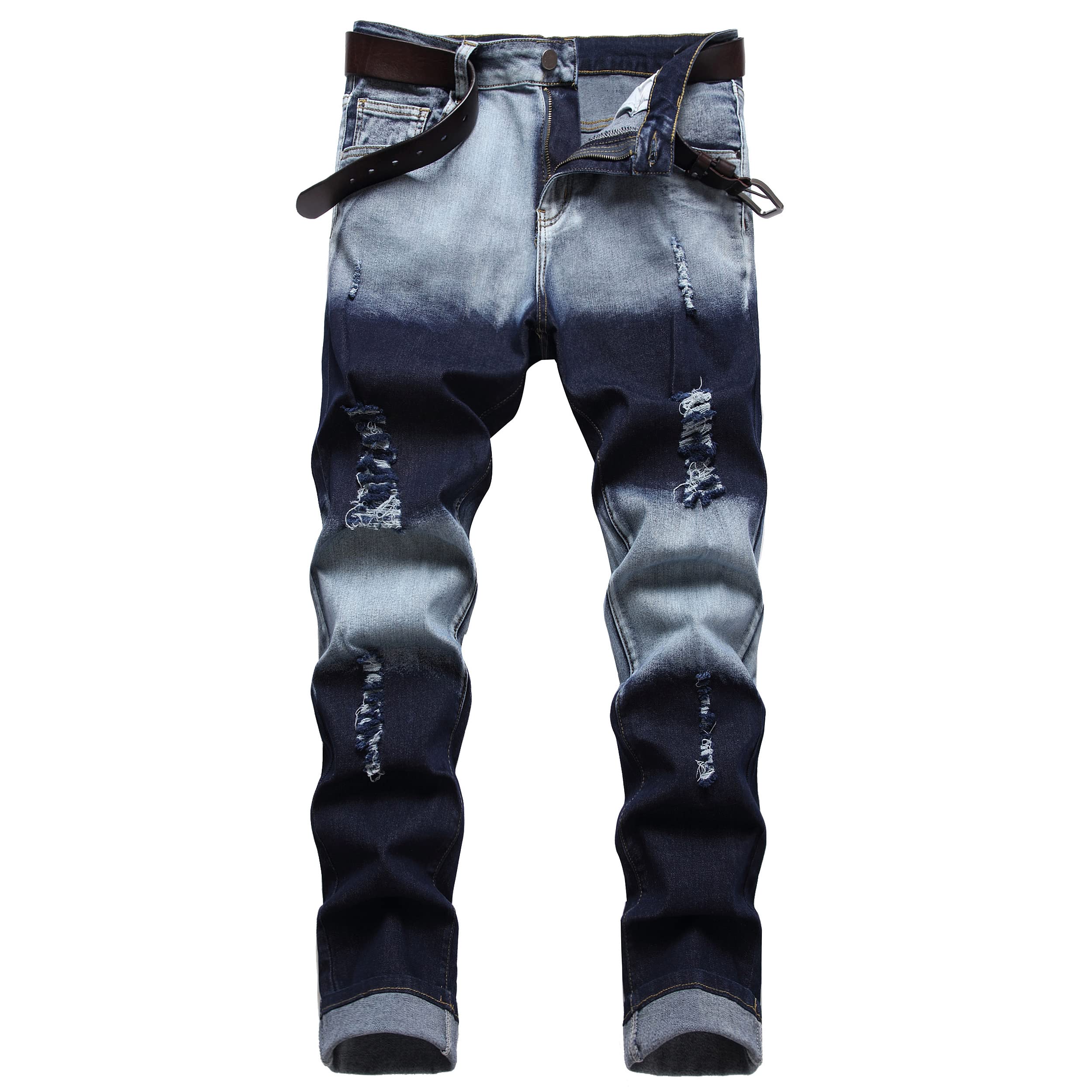 Men's Slim Fit Ripped Jeans - Stretch Distressed Denim Pants for Casual Wear & Street Style | Comfortable Fashion Jeans for Everyday Outfits, Dating & Night Out