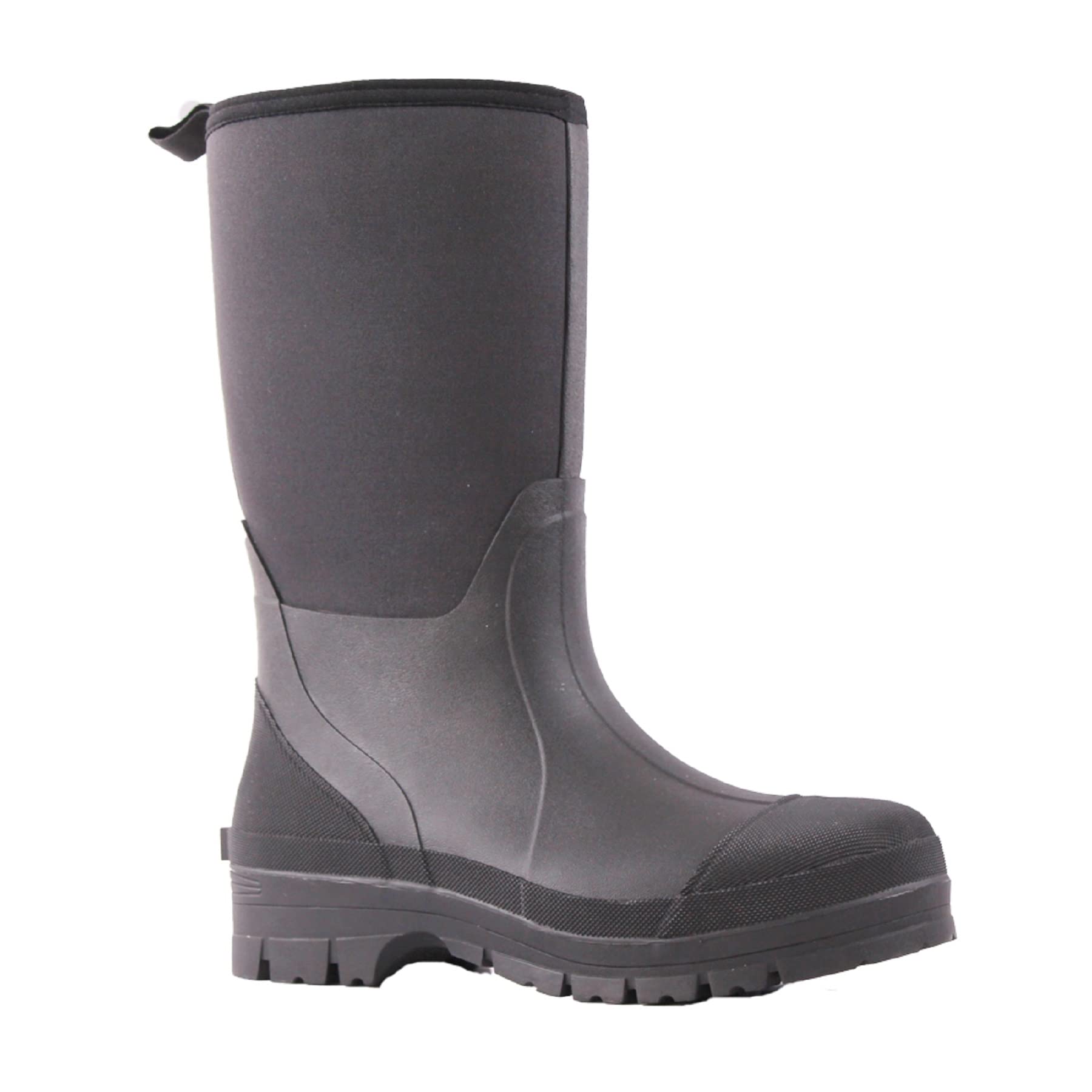 **Aimaer Men's Waterproof Neoprene Rubber Boots for Fishing & Hunting - Steel Shank Support, Durable Black Muck Rain Boots for Outdoor Work & Farm Use**