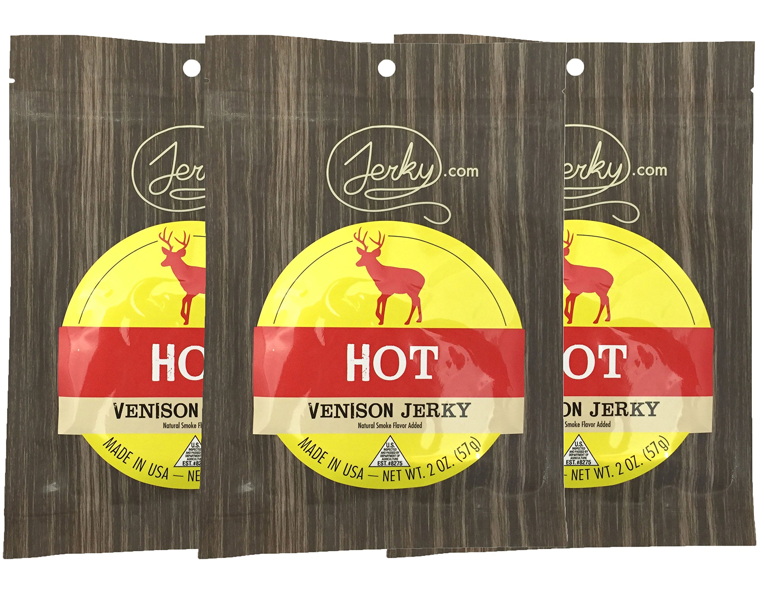 Premium Hot Venison Jerky - Wild Game Meat Snacks | All-Natural, High-Protein, No Preservatives | Healthy Protein Snacks for Adults & Outdoor Enthusiasts | 1.75 oz (3-Pack) - Perfect for Hiking, Camping & Keto Diet