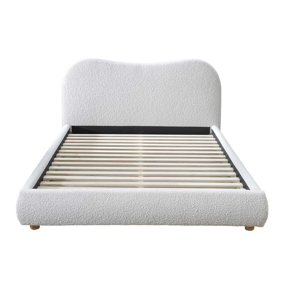 Cloud Boucle King Bed Frame - Oak Finish with Cream Upholstery | Modern Bedroom Furniture for Luxurious Comfort & Style