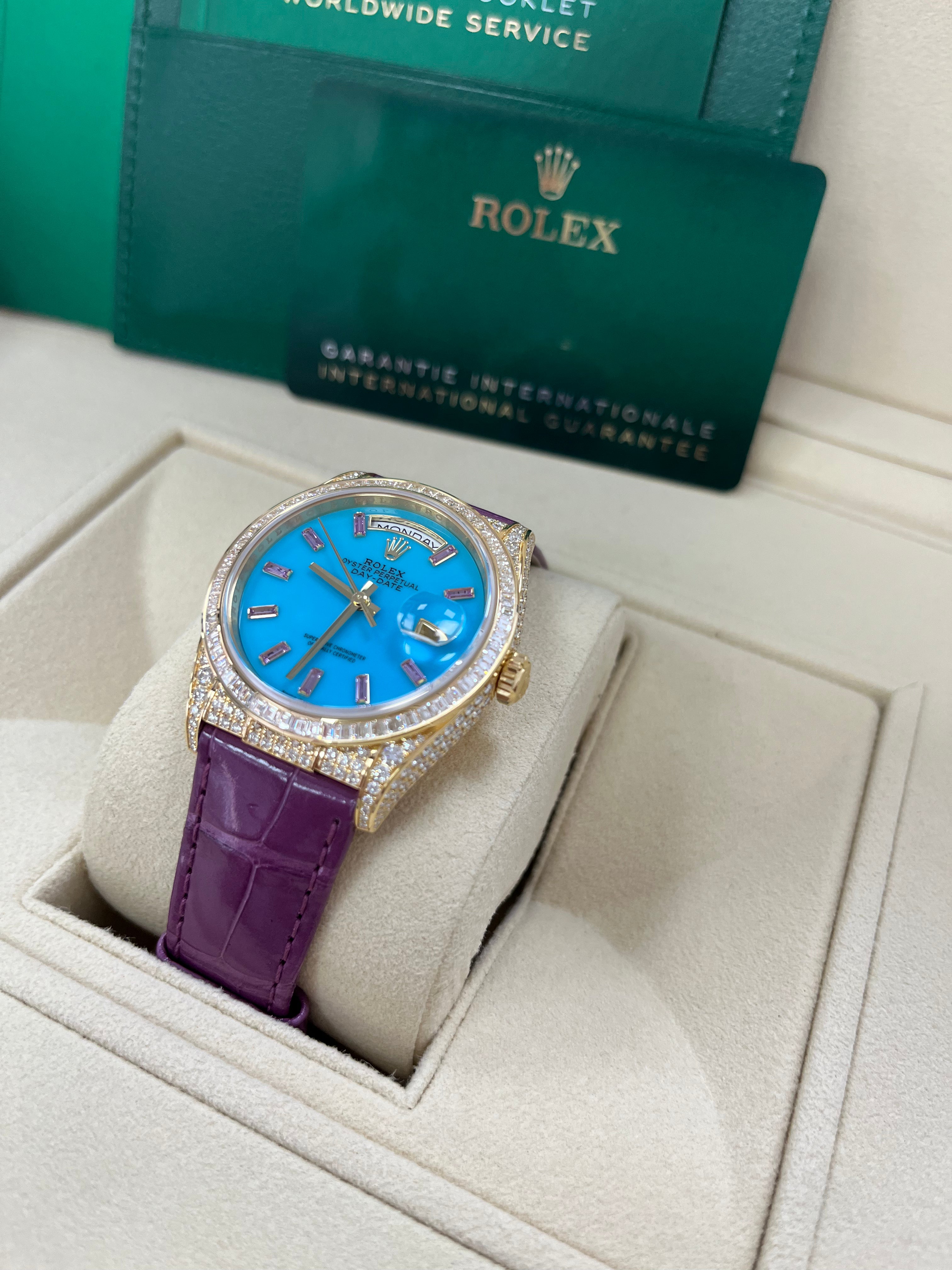 Luxury Rolex Day Date 128458TBR 18K Gold Men's Watch - Perfect for Business, Formal Events & Special Occasions