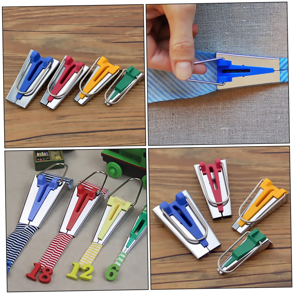 KONTONTY 1 Set Multi-Size Bias Tape Maker Tool Kit with Sewing Clips - Professional Fabric Folding Tools for Quilting, Sewing & DIY Craft Projects - Perfect for Dressmaking, Hemming & Scrapbooking