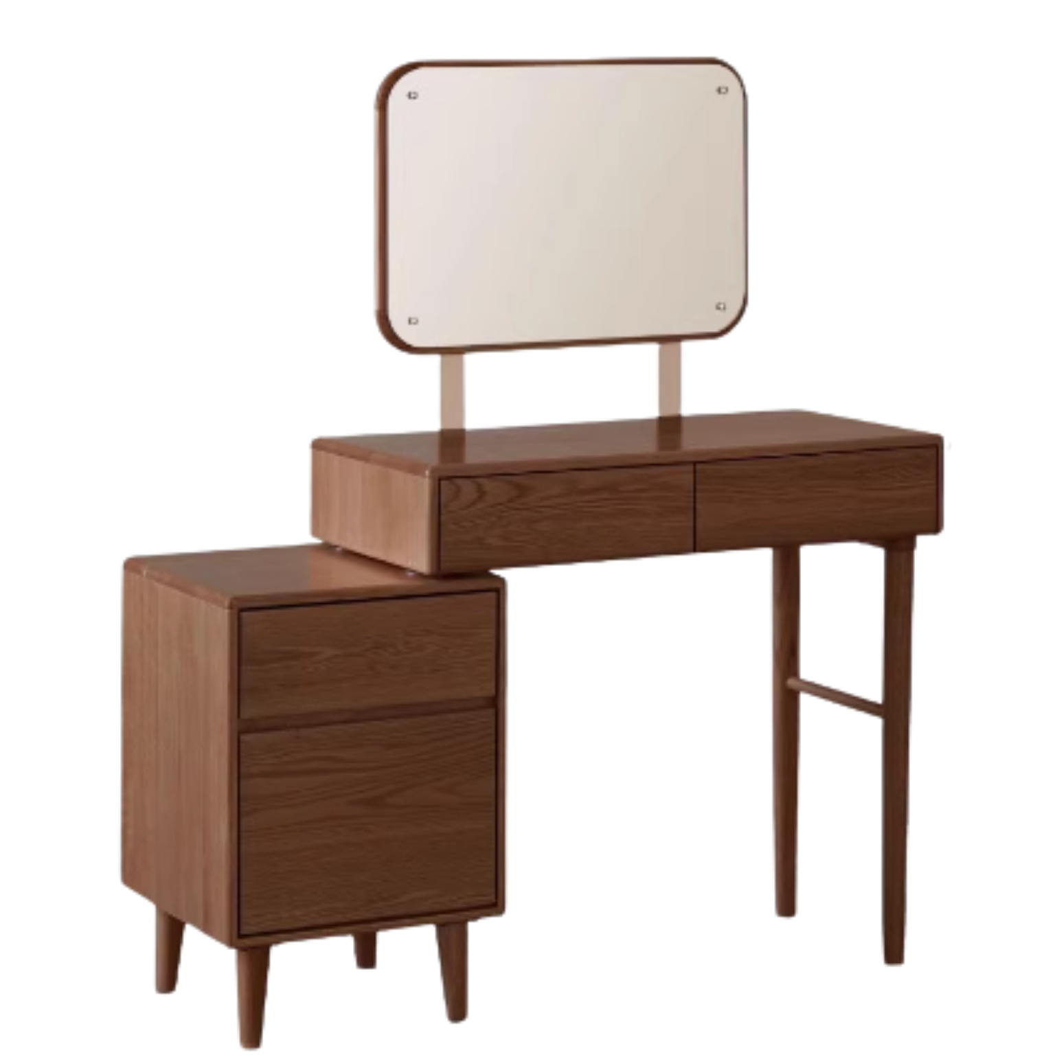 32.2-44.4x15.7x29.9 inch / 82-113x40x76 cm / Walnut color / Single-leg table + Cupboard + Makeup mirror