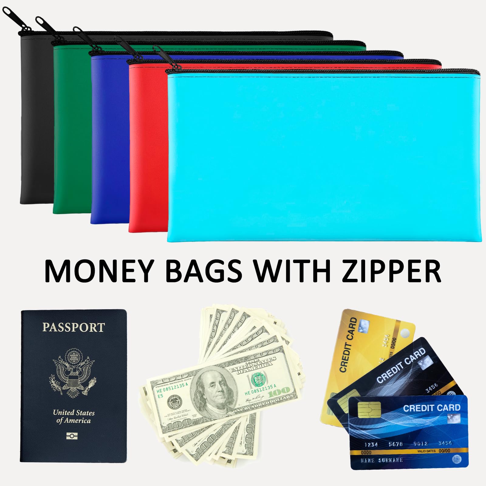 20 Pack Zippered Money Bags 11.5x6.1