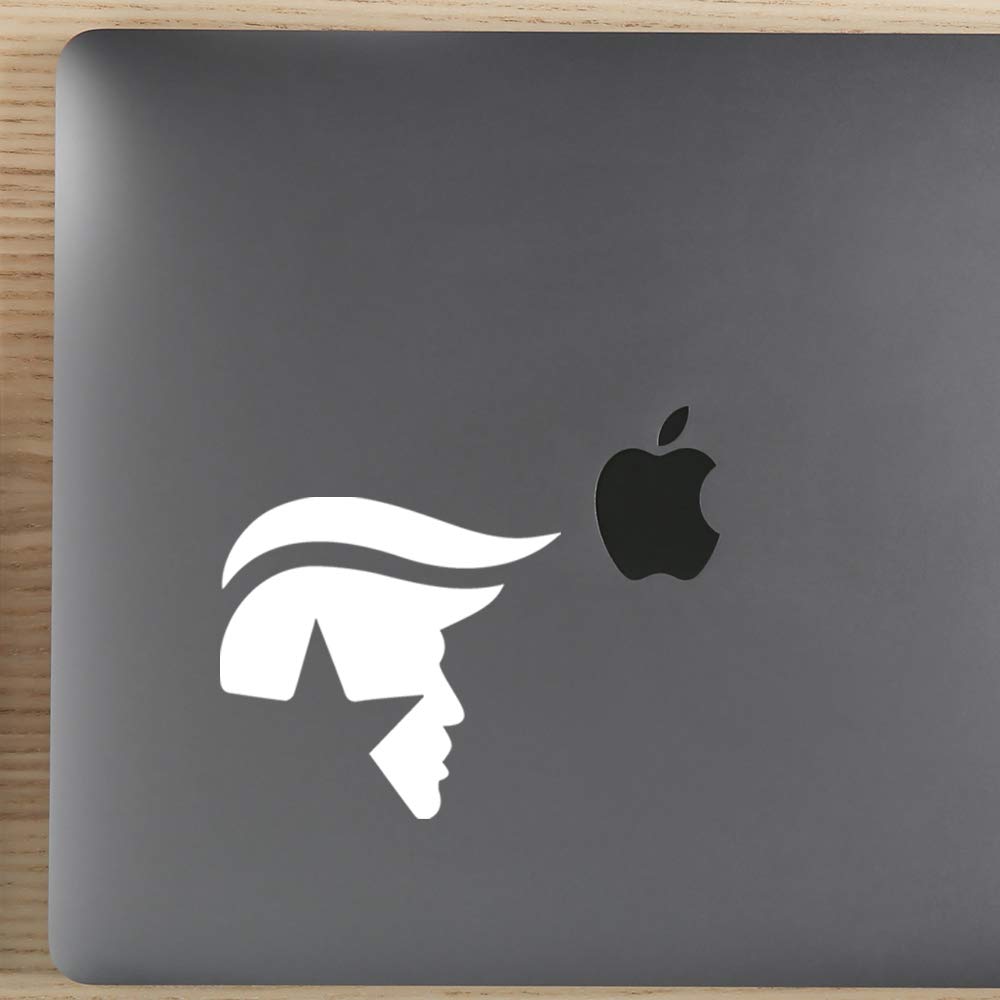 Premium Waterproof Vinyl Decal Stickers - Trump Face Hair (White) Set of 2 - for Laptop, Phone, Helmet, Car Window, Bumper, Mug, Cup, Door & Wall Decoration - Great for Political Humor, Prank Gifts & Patriotic Home/Office Decor
