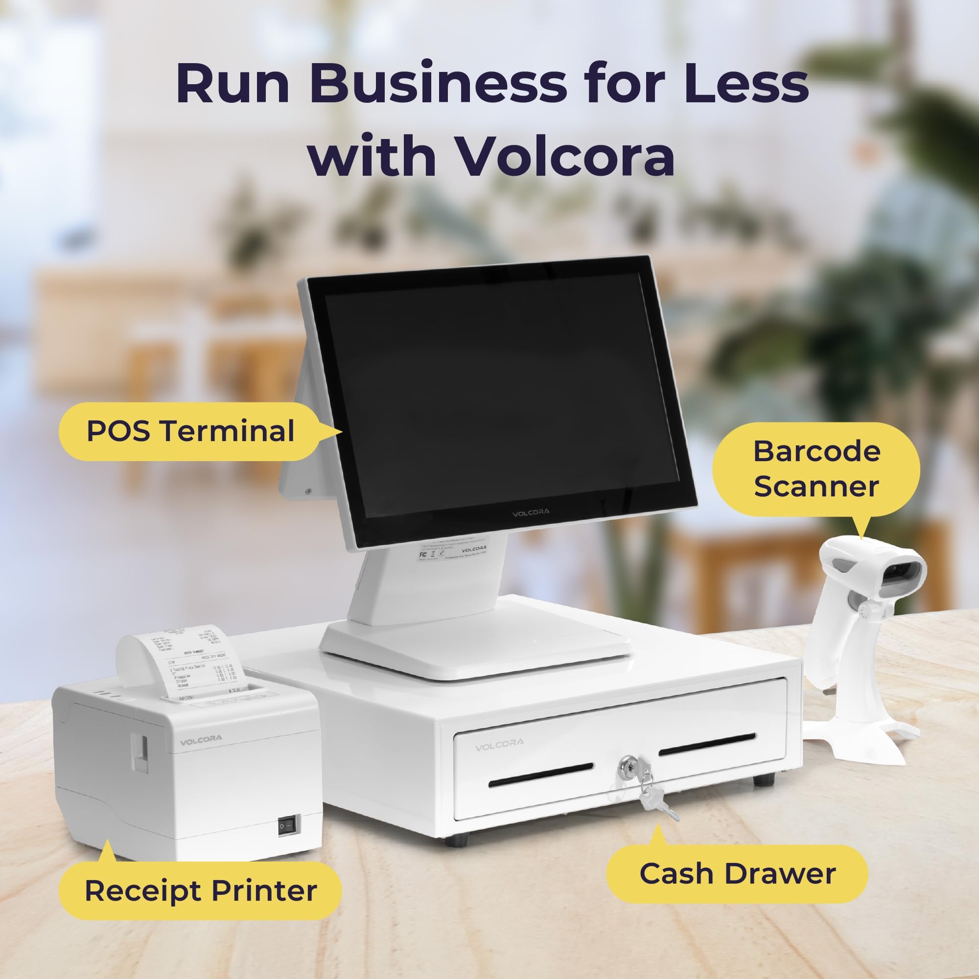 Volcora 80mm Thermal Receipt Printer with Auto Cutter - USB/WiFi POS Printer for Windows/MAC/Linux, ESC/POS Command Support, Cash Drawer Compatible - High Speed Kitchen & Retail Printer (White) - Perfect for Restaurants, Retail Stores, and Small Business POS Systems