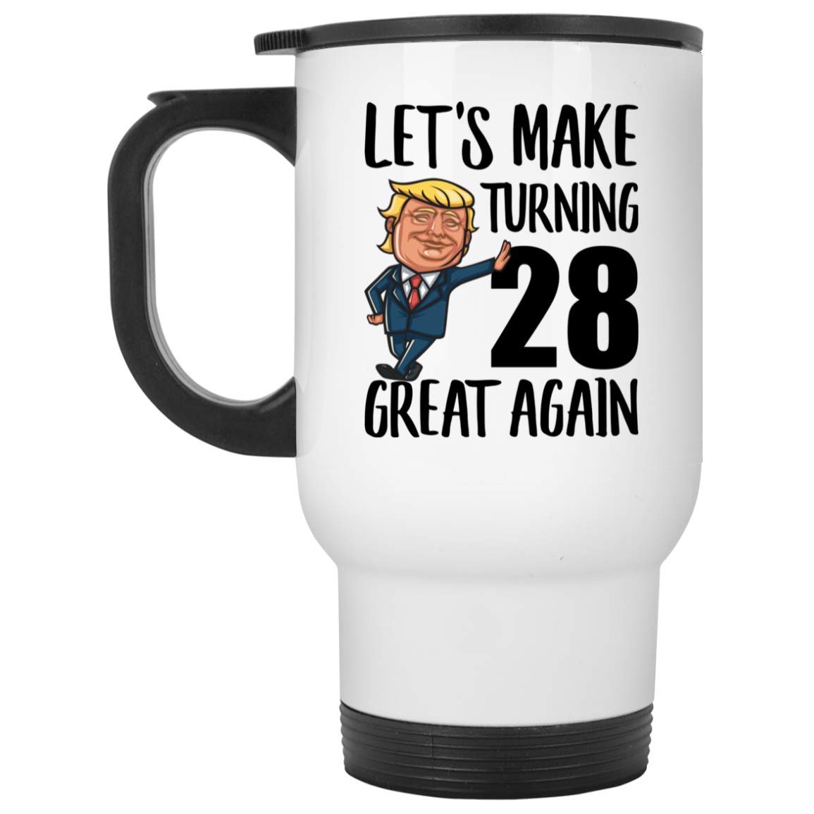 Happy 28th Birthday Gifts for Men & Women - 1995 Born 28 Year Old Silver Travel Mug (14oz) - Funny & Witty Present for Christmas 2023 - Perfect for Office, Travel & Coffee Lovers