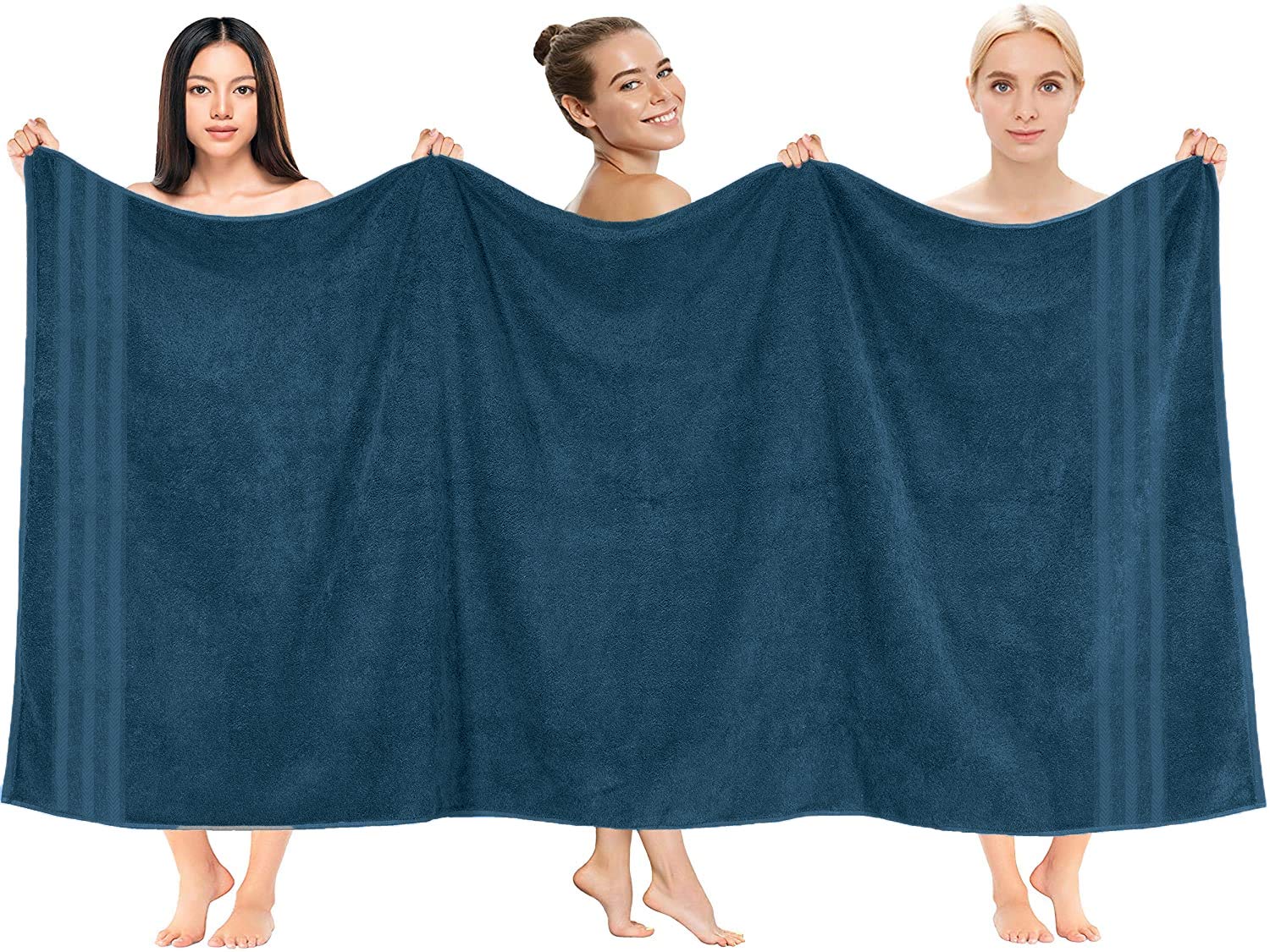DAN RIVER 2-Pack Oversized Bath Sheets 35x70 Inches - Extra Large, Absorbent, Quick Dry Towels in Blue Opal for Spa, Bathroom, and Beach Use