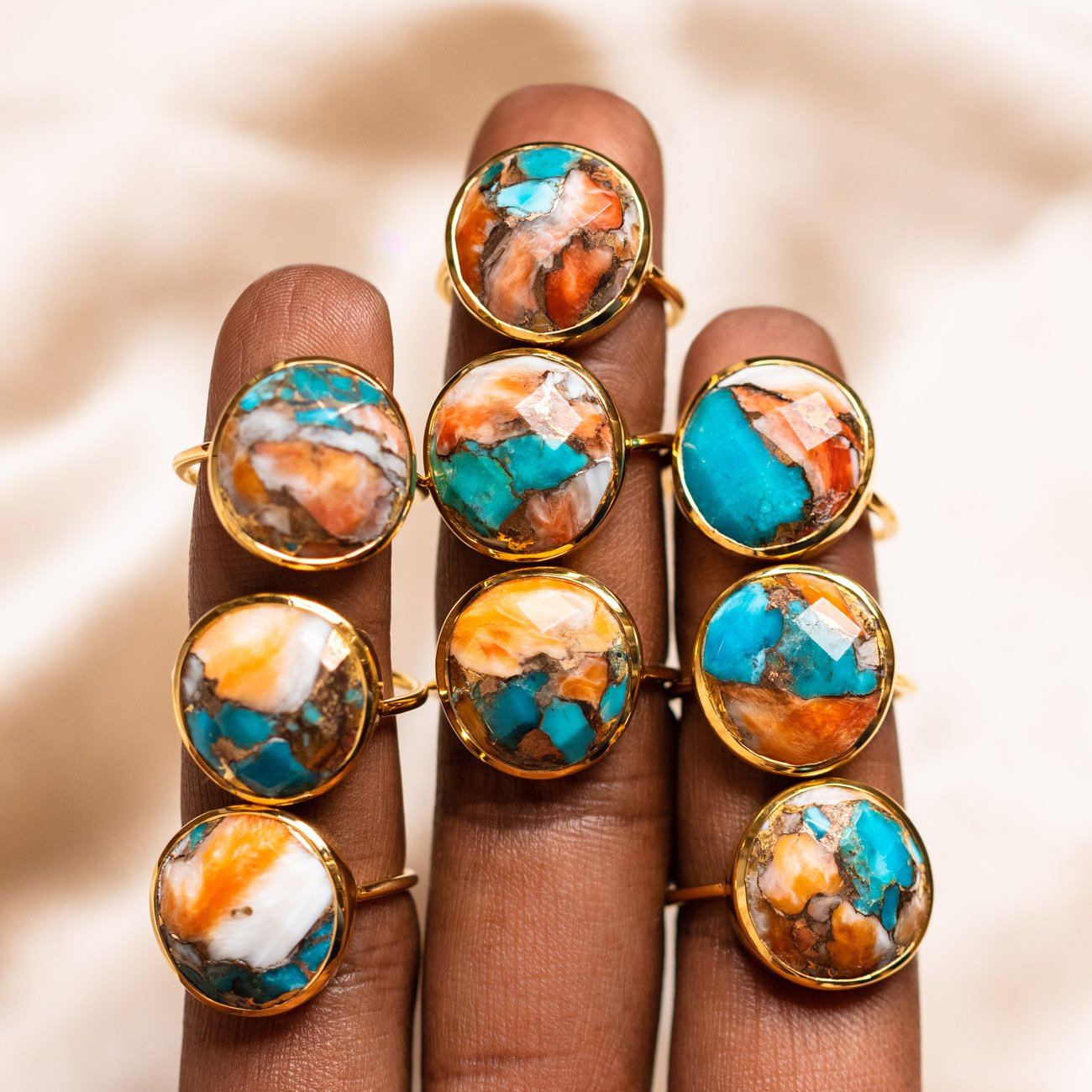 Elegant Statement Oyster Turquoise Ring for Women – Handmade Sterling Silver Boho Jewelry – Perfect for Parties, Weddings & Everyday Wear