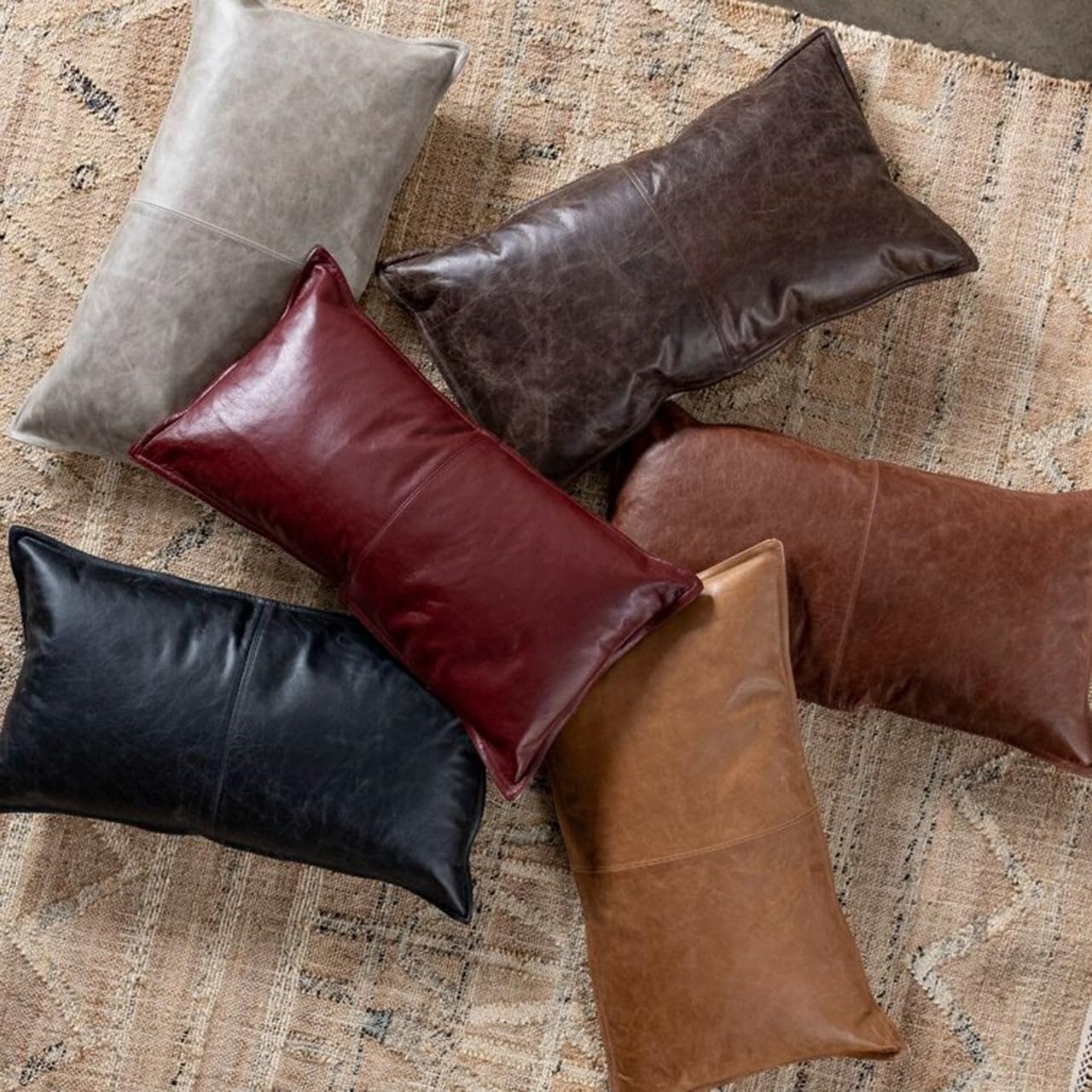 Premium Genuine Leather Lumbar Pillow Cover - 12