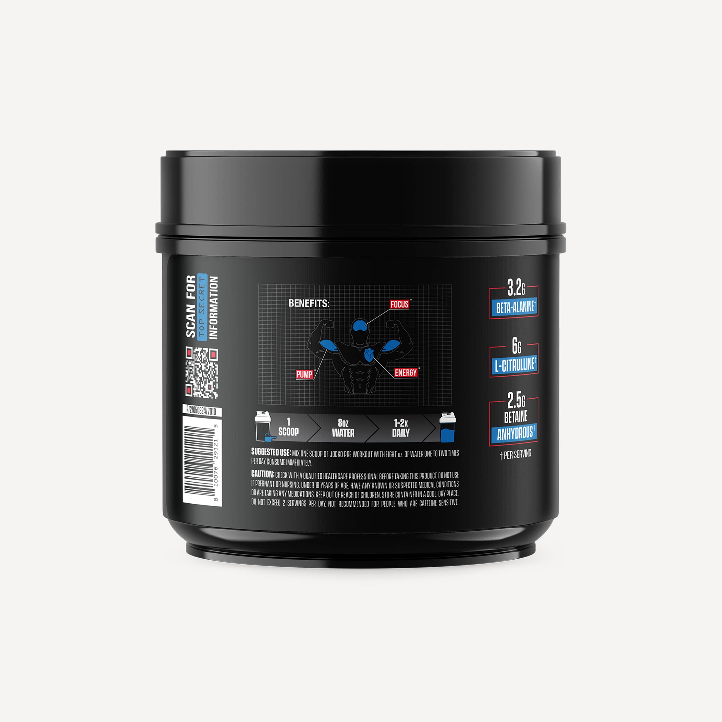 JOCKO Pre Workout Powder - Energy & Endurance Booster for Gym, Running & Fitness | Natural Performance Enhancer for Men & Women