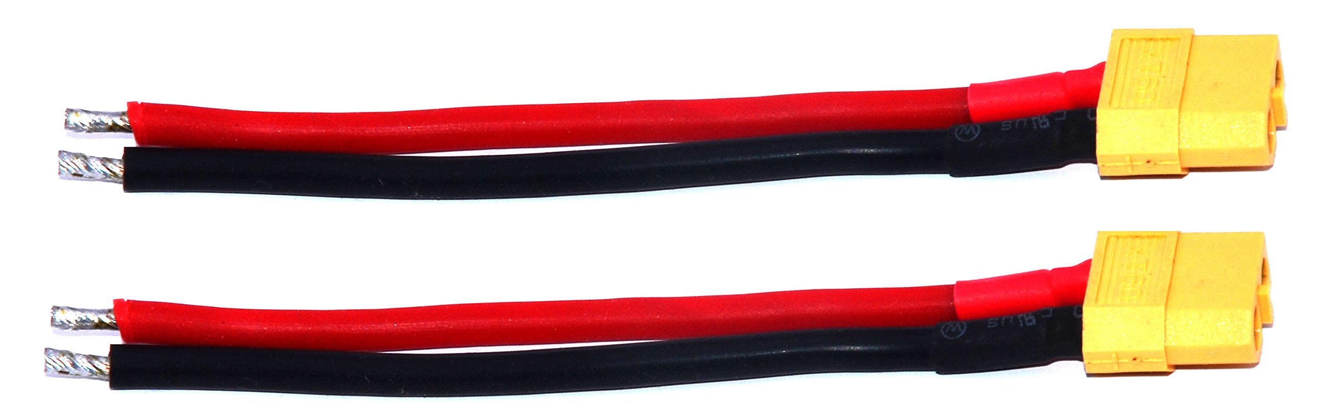 2 Pairs XT60 Female Connectors with Housing - 10cm 14AWG Silicone Wire for RC Drones, Batteries, and Power Supply Connections