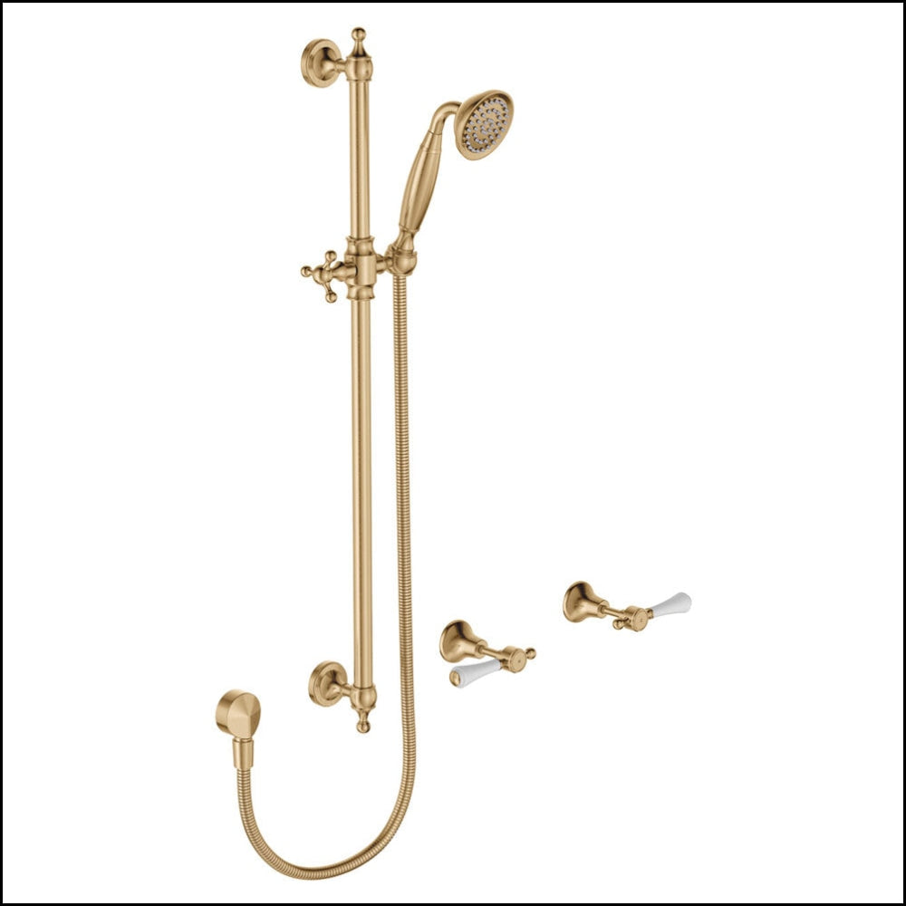 FIENZA Lillian Lever Rail Shower Set in Urban Brass 339103UB - Modern Bathroom Faucet for Luxury Home & Spa Experience