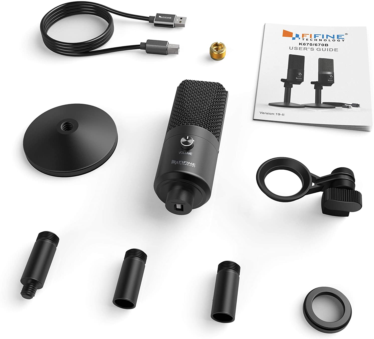 Fifine K670B USB Podcast Microphone with Headphone Monitoring & 3.5mm Jack - Professional USB Condenser Mic for Gaming, YouTube, Discord, Streaming & Voice Recording