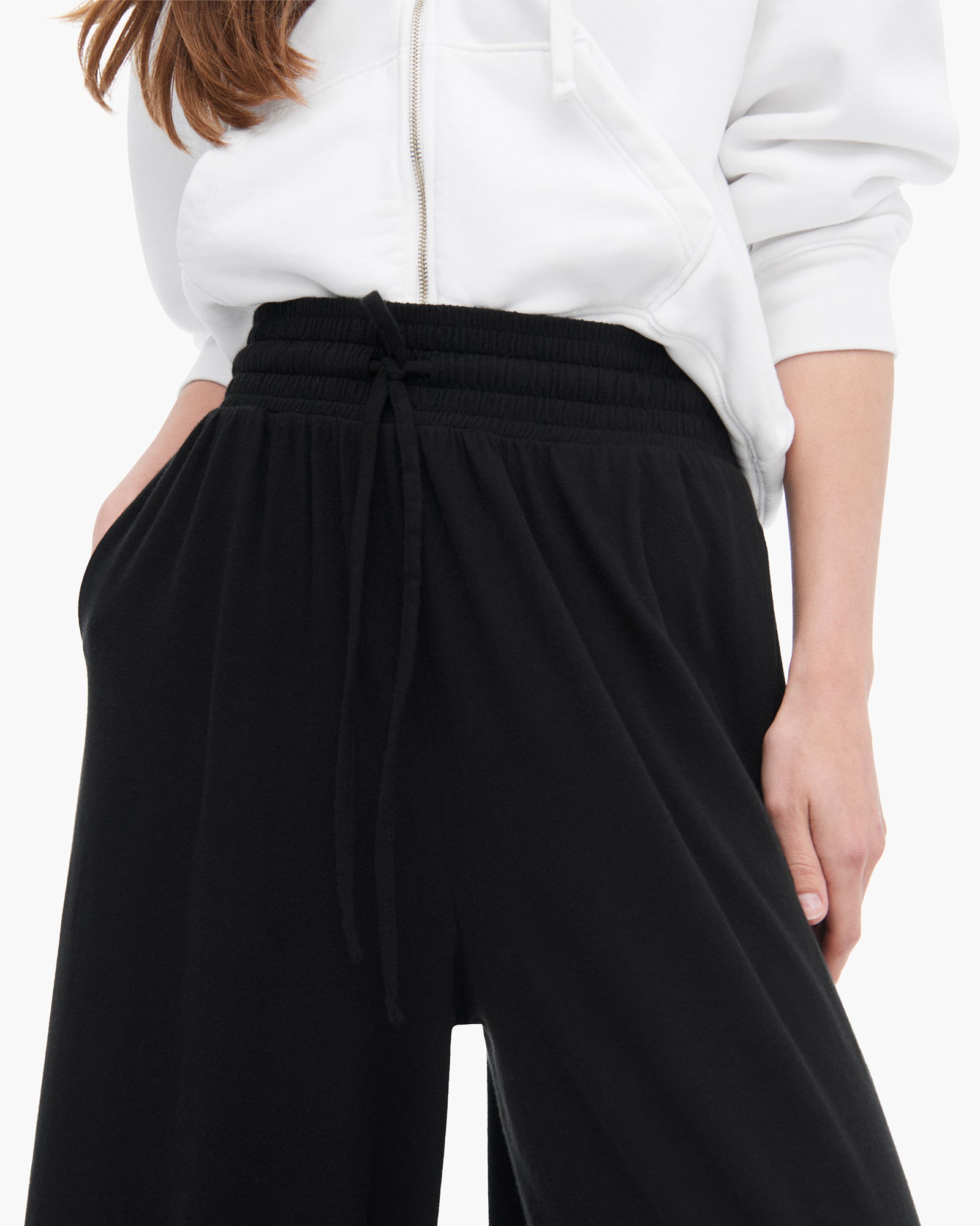 High Torsion Wide Leg Pull On Pants for Women - Stretchy Comfortable Black Workout Yoga Pants - Perfect for Yoga, Gym & Lounge Wear