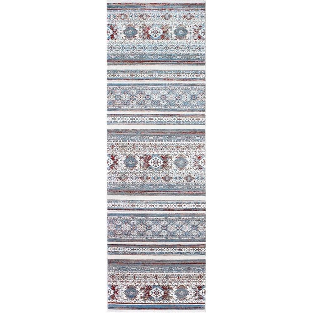Luxury Bashian Collection Area Rug - 2.6’ x 10’ Power Loom Viscose & Polyester Runner Rug for Entryway, Living Room, Hallway - Ivory/Red Home Decor - Perfect for Modern, Farmhouse & Boho Style Interiors