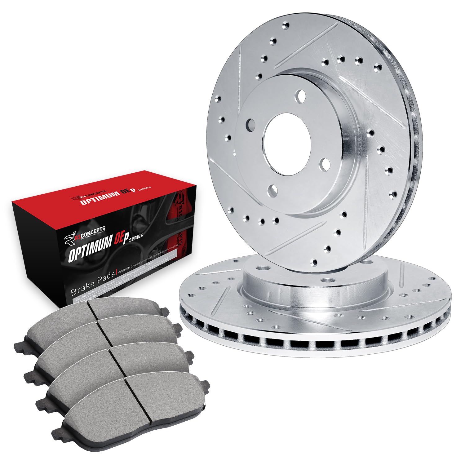 R1 Concepts Premium Front Brake Kit - Semi-Metallic Brake Pads & Rotors for 1987-1993 Ford Mustang | High-Performance Braking System | Perfect for Daily Driving, Racing & Car Enthusiasts
