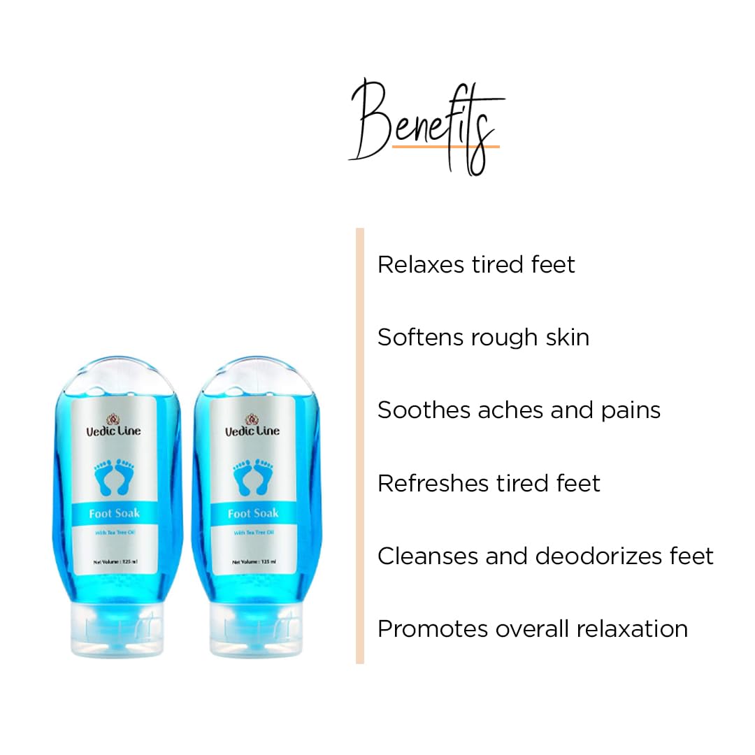 Vedicline Foot Soak with Tea Tree Oil - Relieves Muscle Pain & Inflammation for Soft Feet | Pack of 2 (250ml Each) | Perfect Valentine's Gift & Spa Day Essential for Relaxation & Self-Care