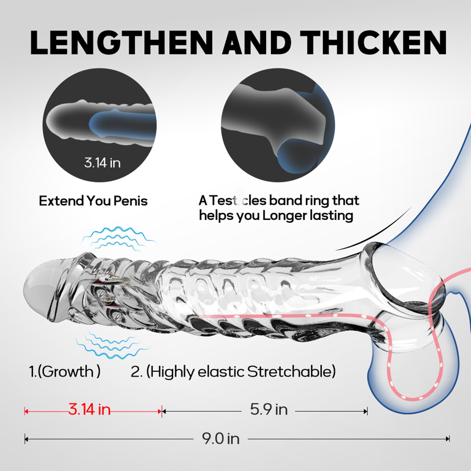 Premium Transparent Penis Sleeve & Extender for Men - Girth Enhancer, Couples Sex Toy with Extension & Pump Features for Enhanced Pleasure - Perfect for Spicing Up Intimate Moments & Role Play Scenarios