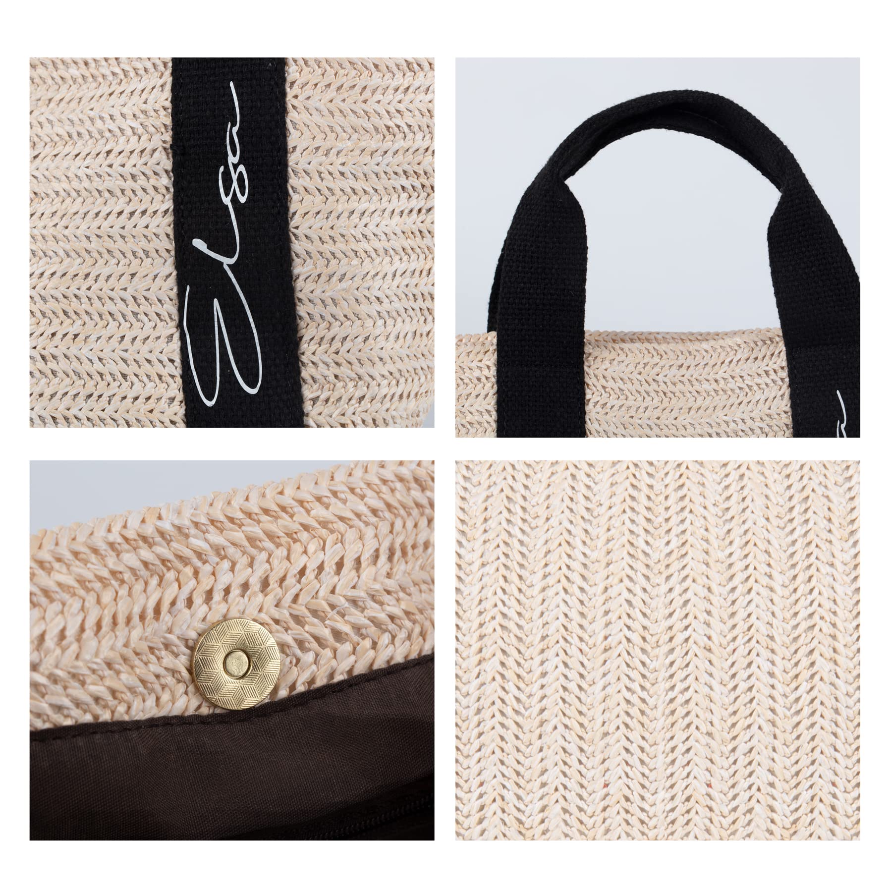 Women's Summer Straw Beach Tote Bag - Medium Capacity Handbag for Vacation, Travel, Shopping | Lightweight & Stylish for Beach Outings, Picnics, and Daily Use (Beige, Black)