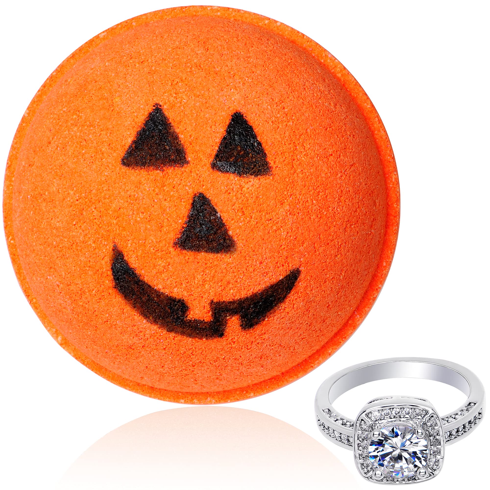 Jackpot Candles Bath Bomb with Size 6 Ring Inside - Extra Large 10oz Halloween Jack O'Lantern Scented Bath Soak - Made in USA - Perfect for Relaxing Baths, Spa Nights & Gift Giving