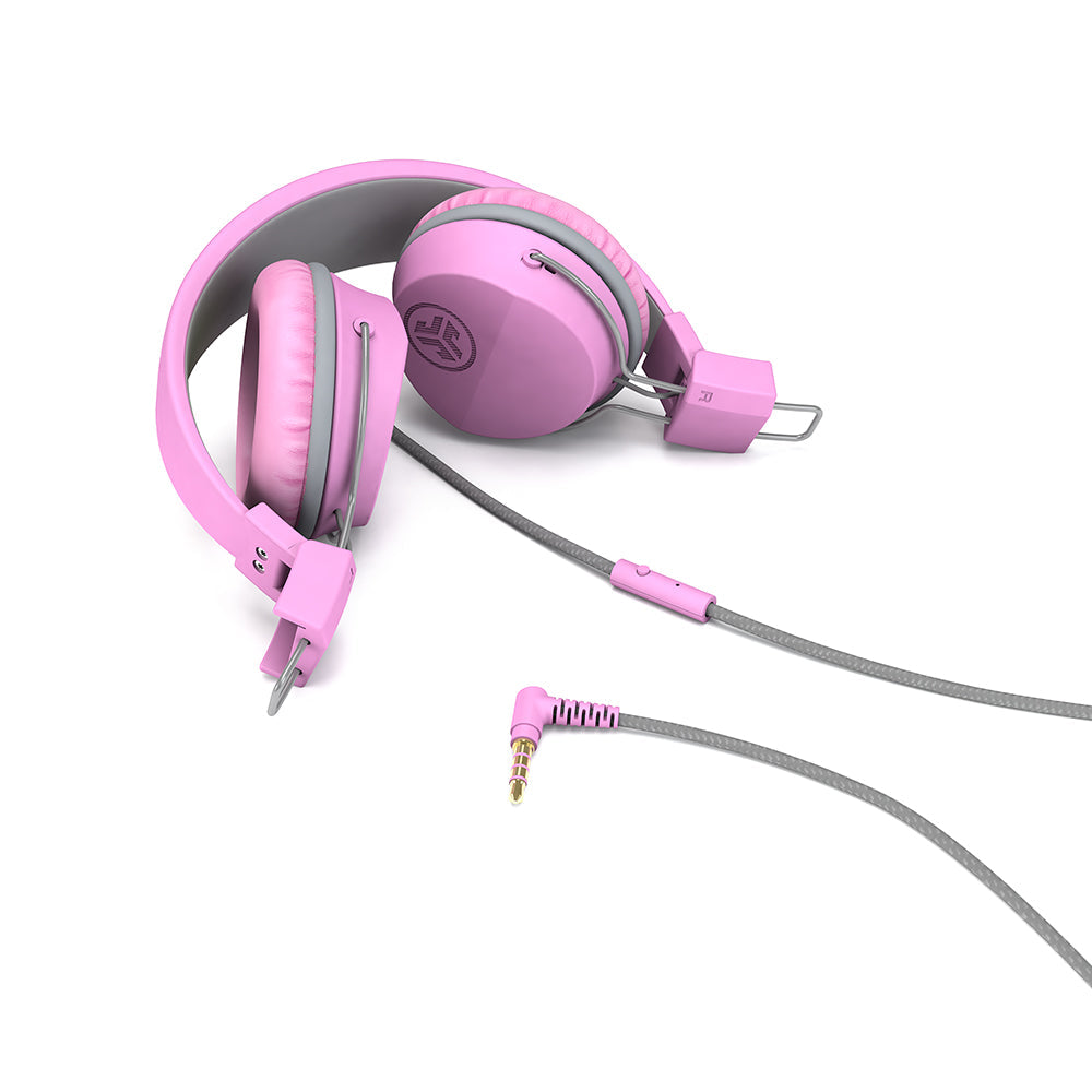 JBuddies Studio On-Ear Wired Headphones for Kids - Pink & Gray - Lightweight Comfort for School, Travel & Home Learning