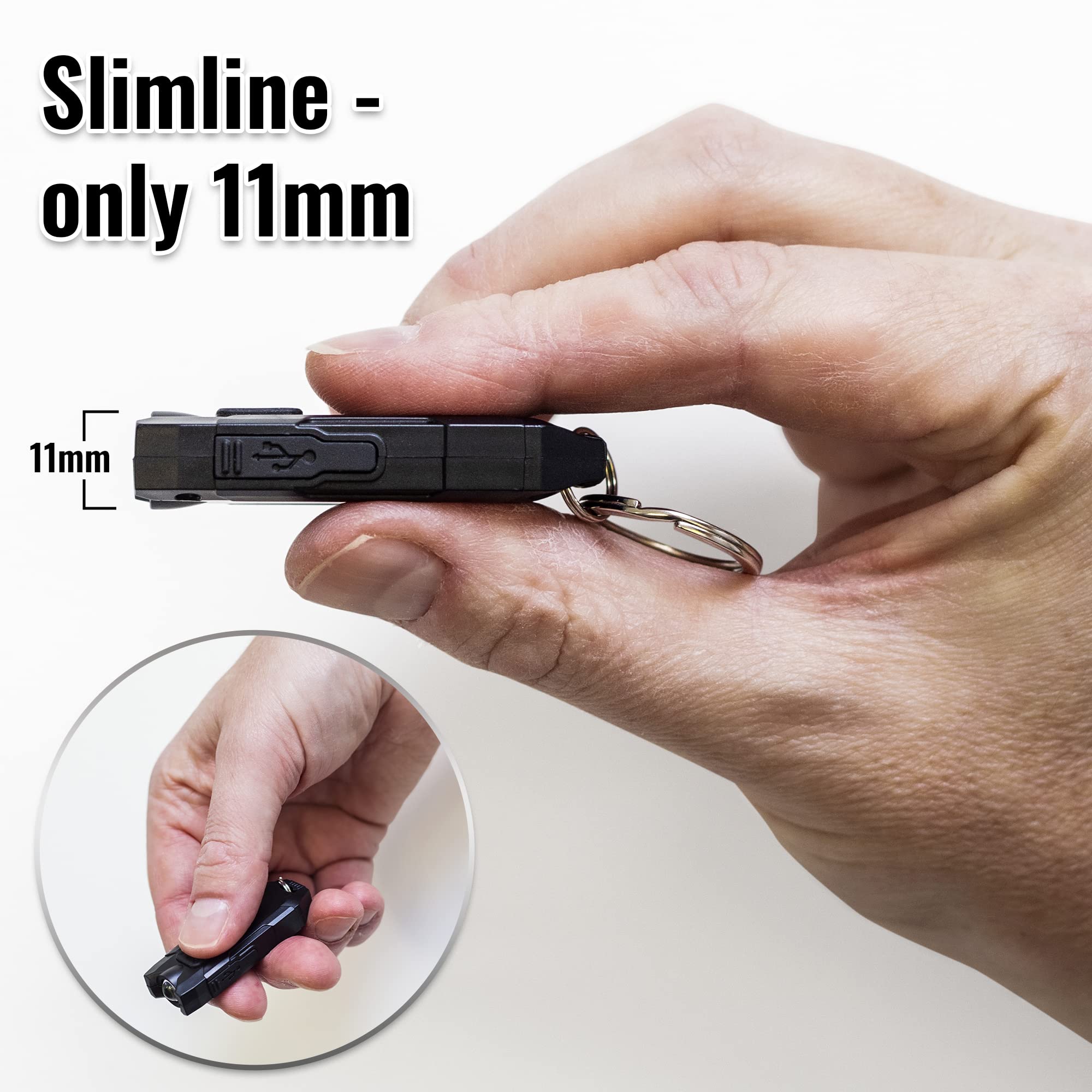 Rechargeable Keychain Flashlight 120 Lumen - Mini LED Flashlight for EDC, Emergency, Camping & Outdoor Activities - Compact Keychain Light with Bright Beam