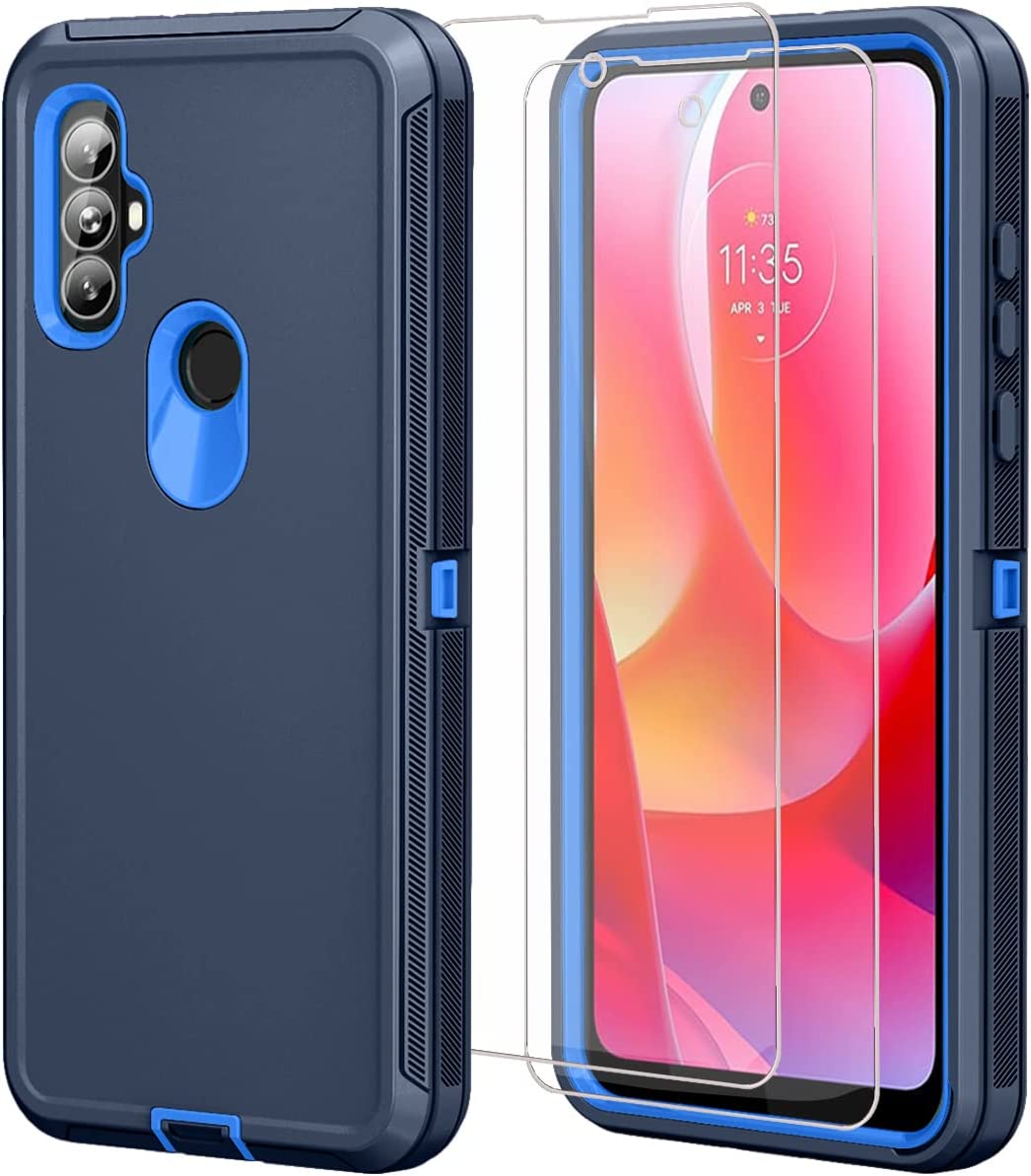 Shockproof Moto G Power Phone Case with HD Screen Protector (2-Pack) - Durable 3-in-1 Protective Cover for Dustproof & Drop Protection - Perfect for Outdoor Activities, Travel & Daily Use